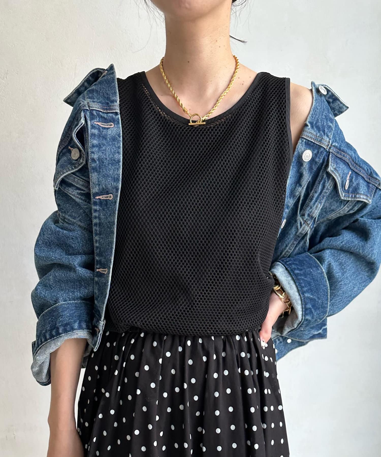 DOUDOU(ドゥドゥ) 【WEB限定】メッシュレイヤードタンクトップ