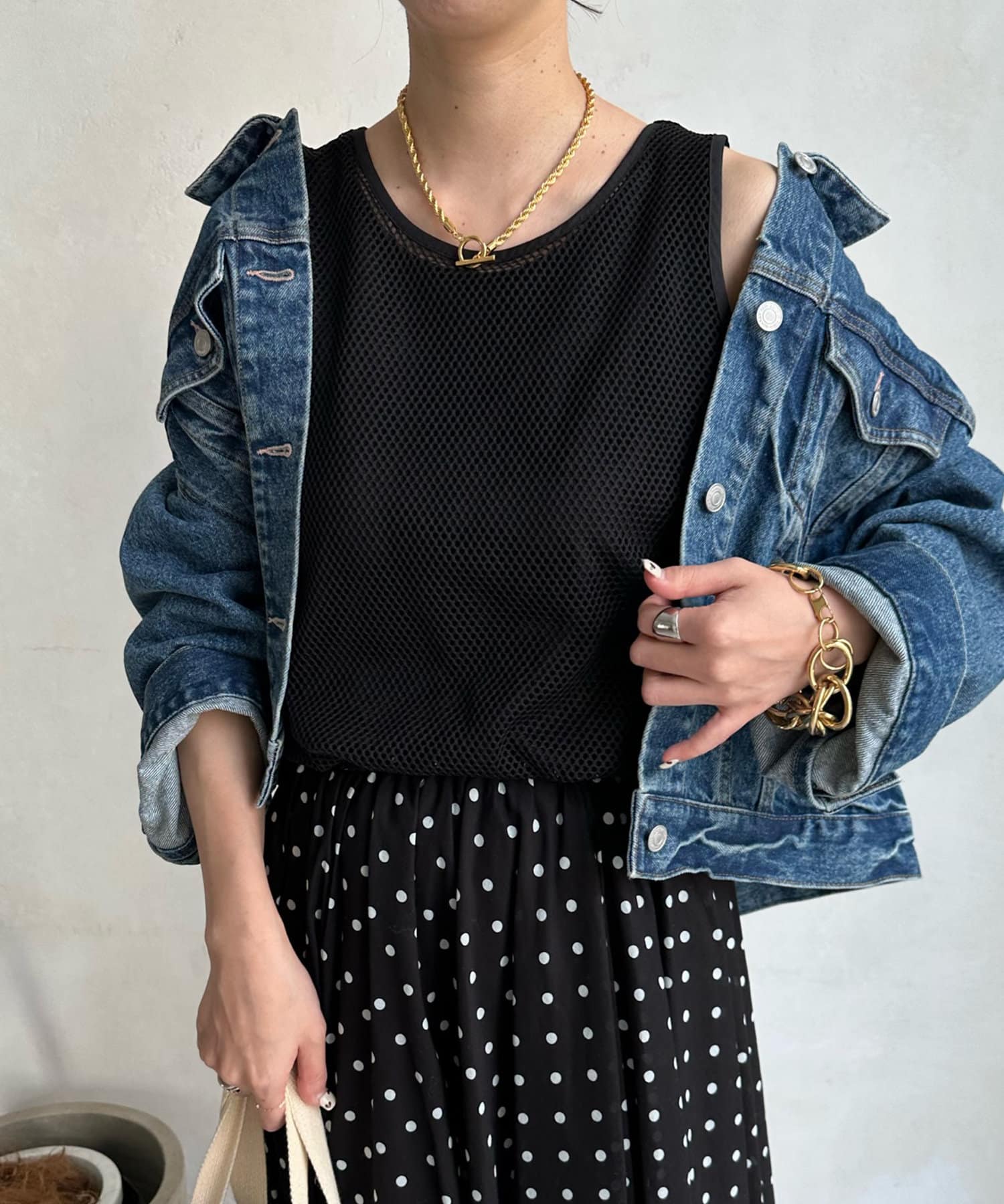 DOUDOU(ドゥドゥ) 【WEB限定】メッシュレイヤードタンクトップ