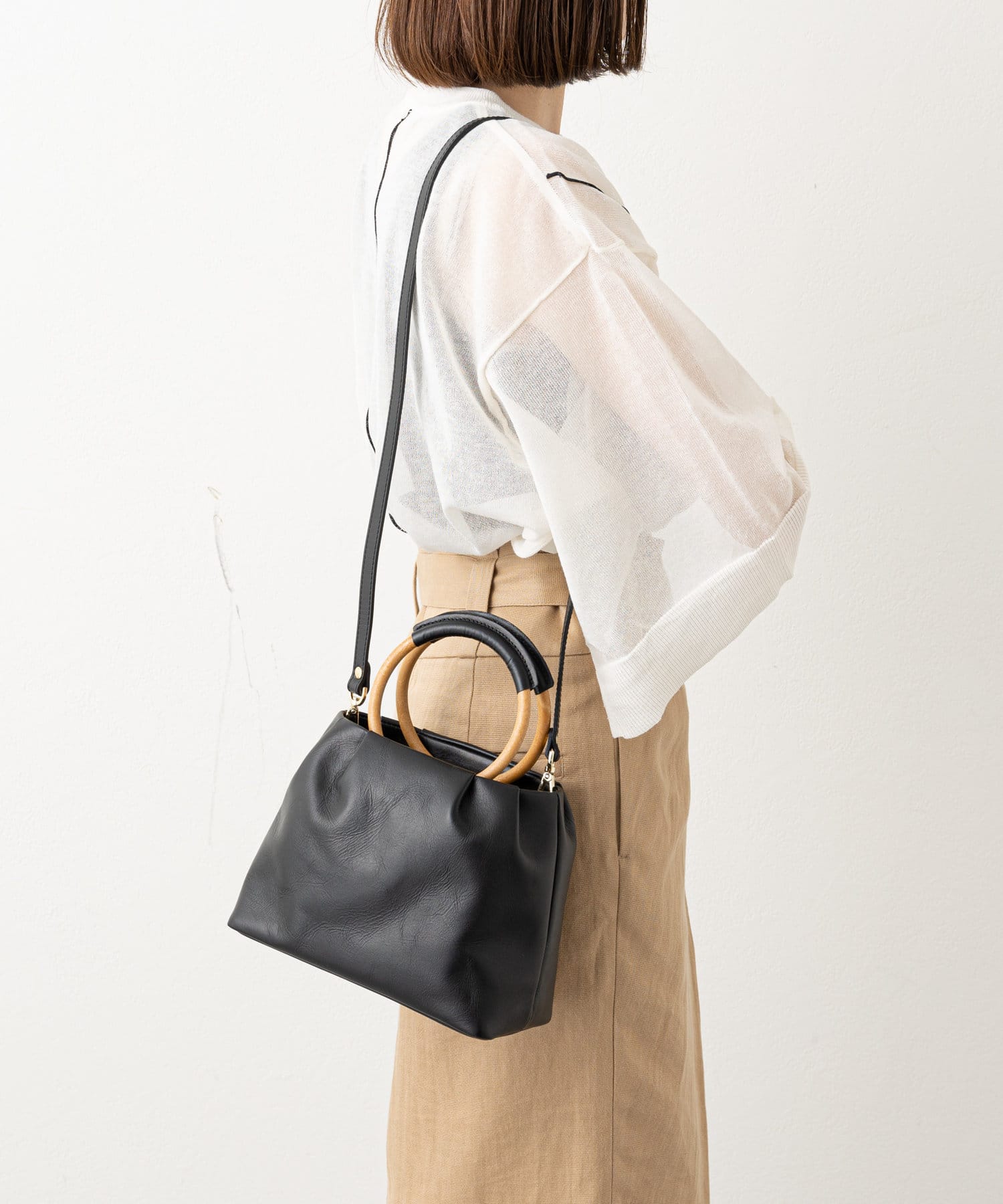 russet(ラシット) 《repos》ウッディハンドル2WAYトートバッグ
