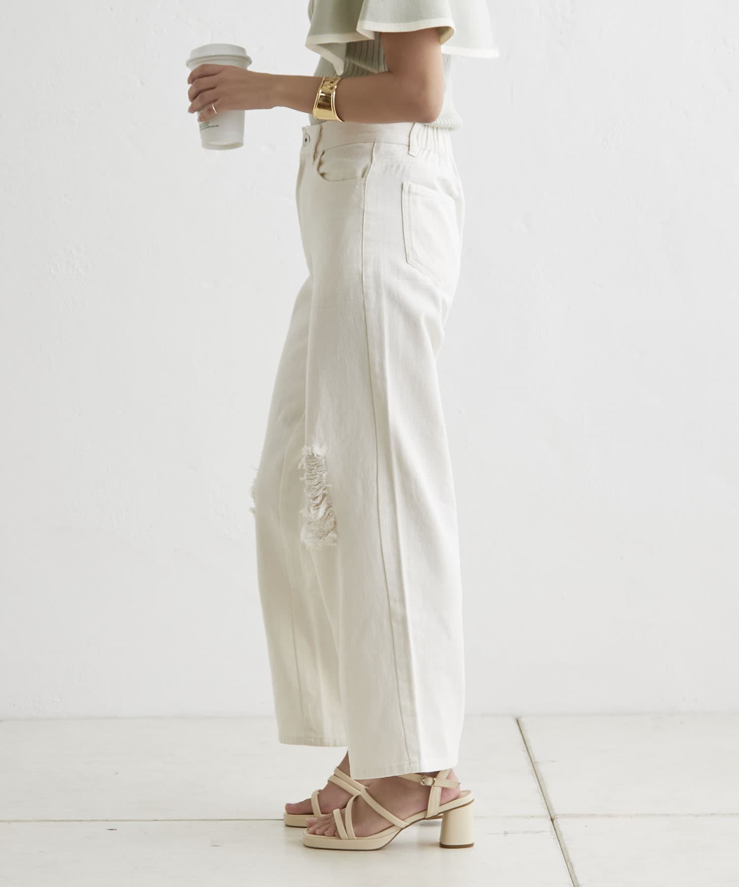 低身長向けシリーズ】ダメージデニムパンツ | NICE CLAUP / OLIVE des