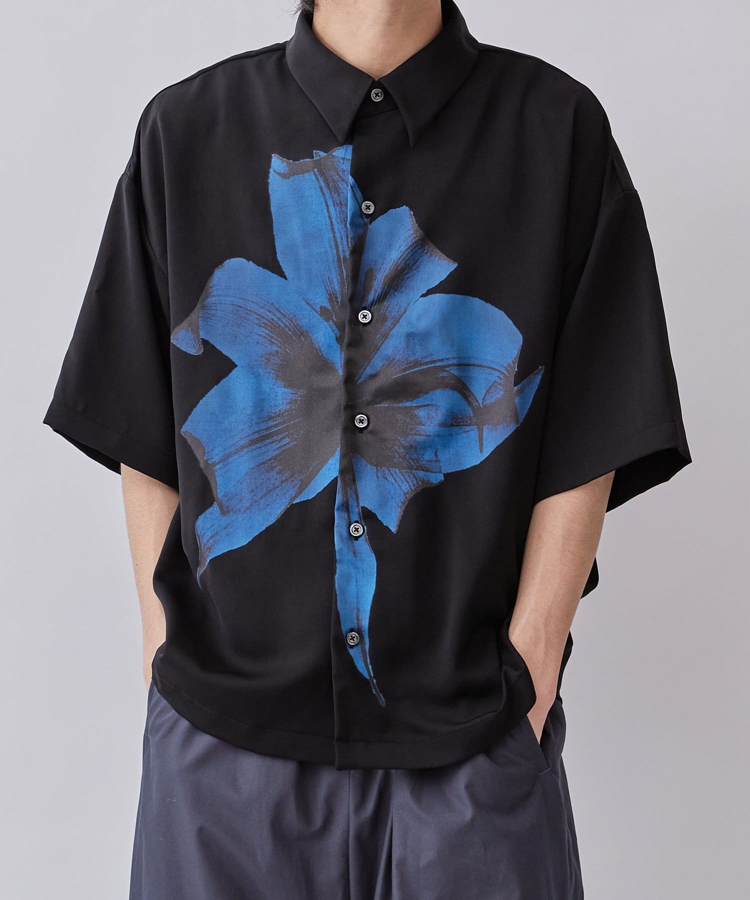 フラワープリントサテンショートスリーブシャツ | Lui's(ルイス)メンズ