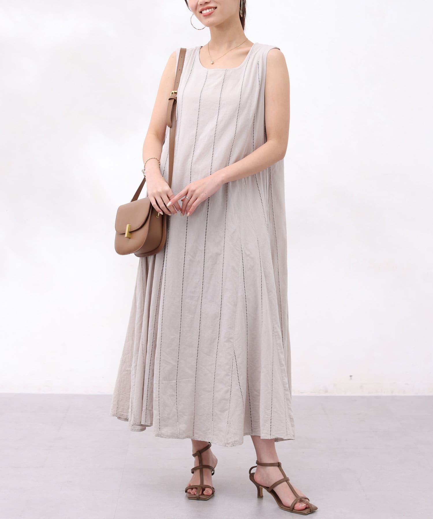 INDIA/ハシゴレースフレアワンピース | Chez toi(シェトワ