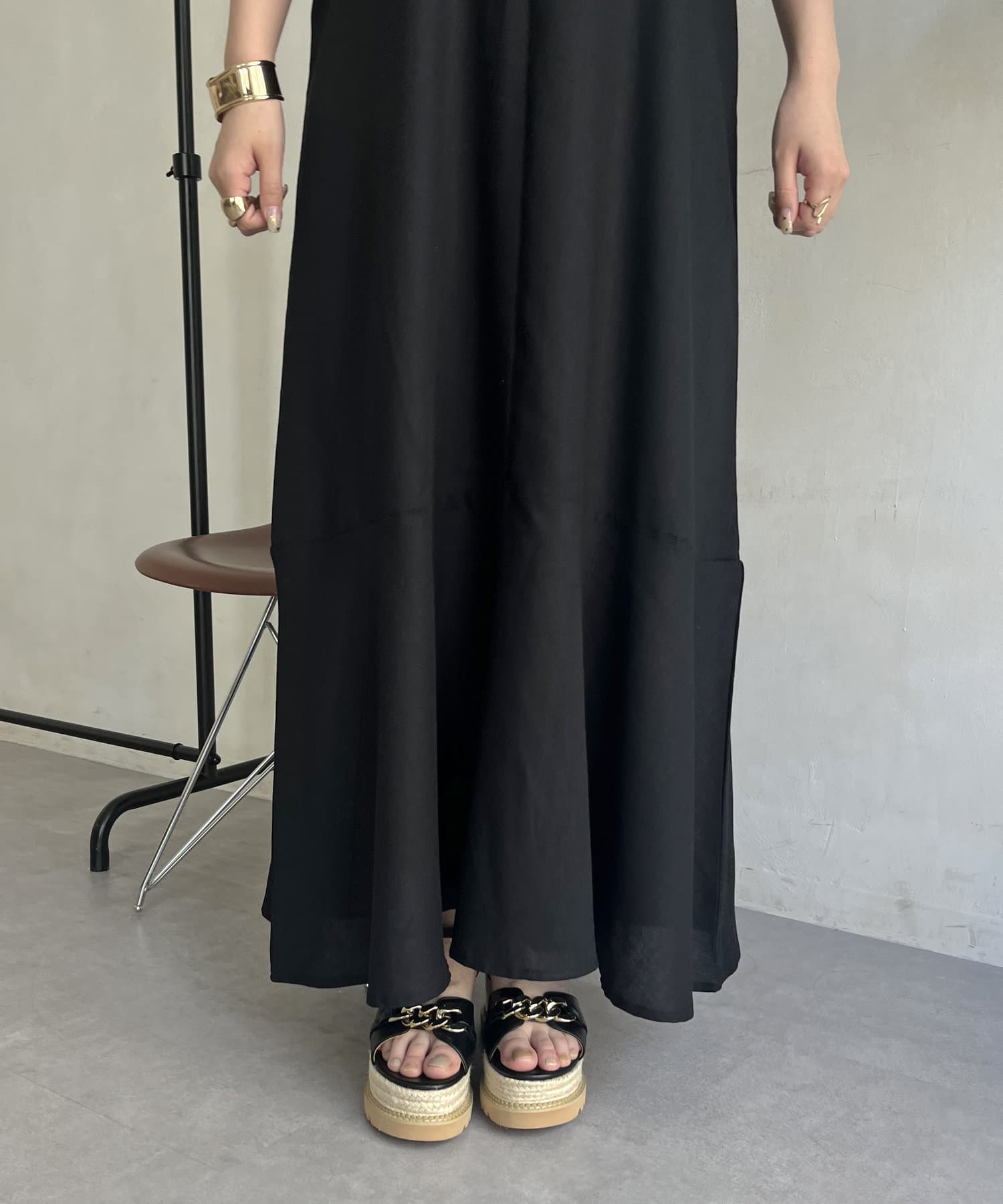 prose verse(プロズヴェール) 綿麻スクエアネック袖ボリュームマーメイドワンピース