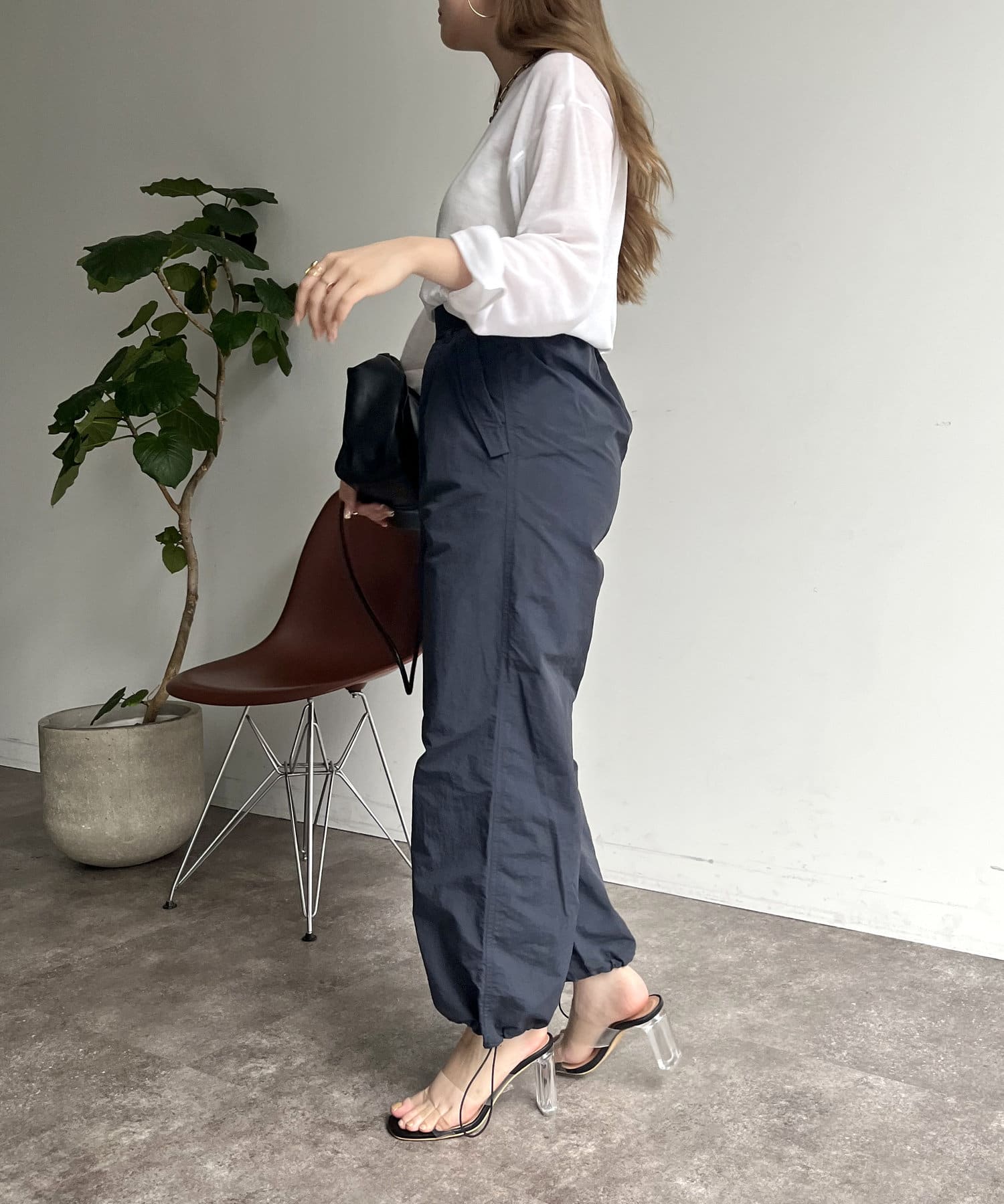 prose verse(プロズヴェール) 裾ドロストパラシュートパンツ