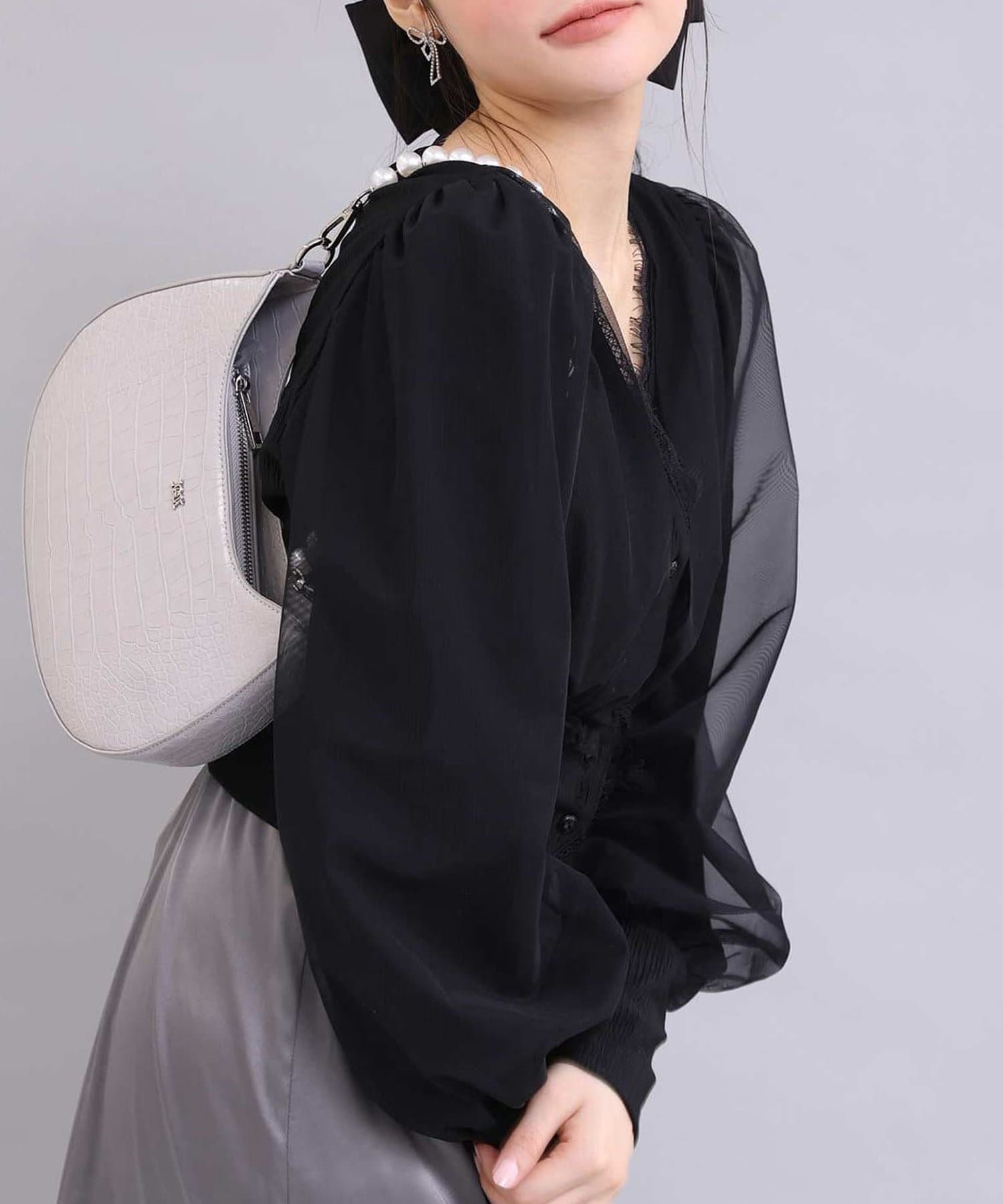 NICE CLAUP / OLIVE des OLIVE OUTLET(ナイスクラップ  / オリーブ デ オリーブ アウトレット) 【one after another】チュールがけサテンワンピース