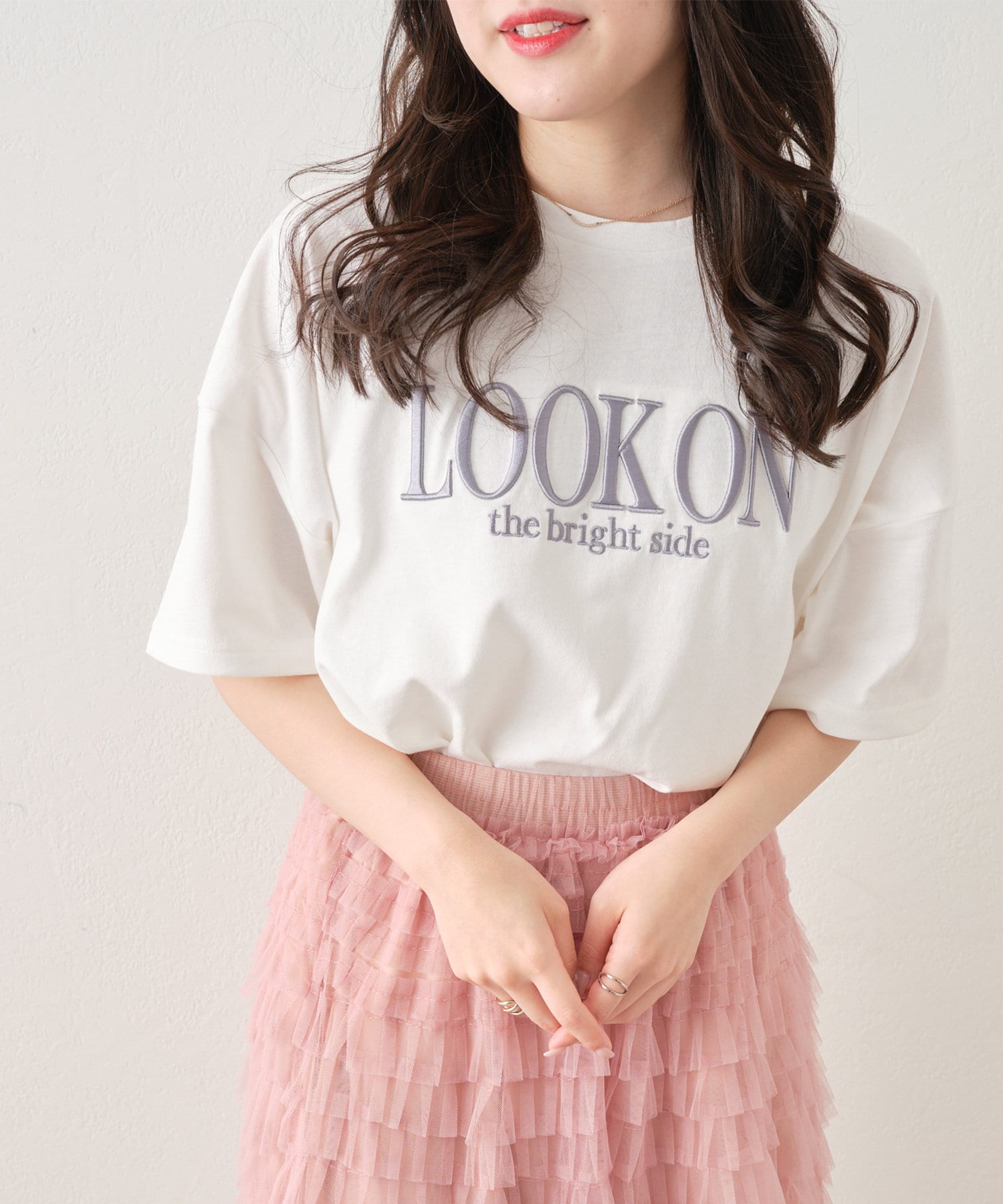 BACKレースアップ刺繍ロゴTシャツ | OLIVE des OLIVE OUTLET(オリーブ