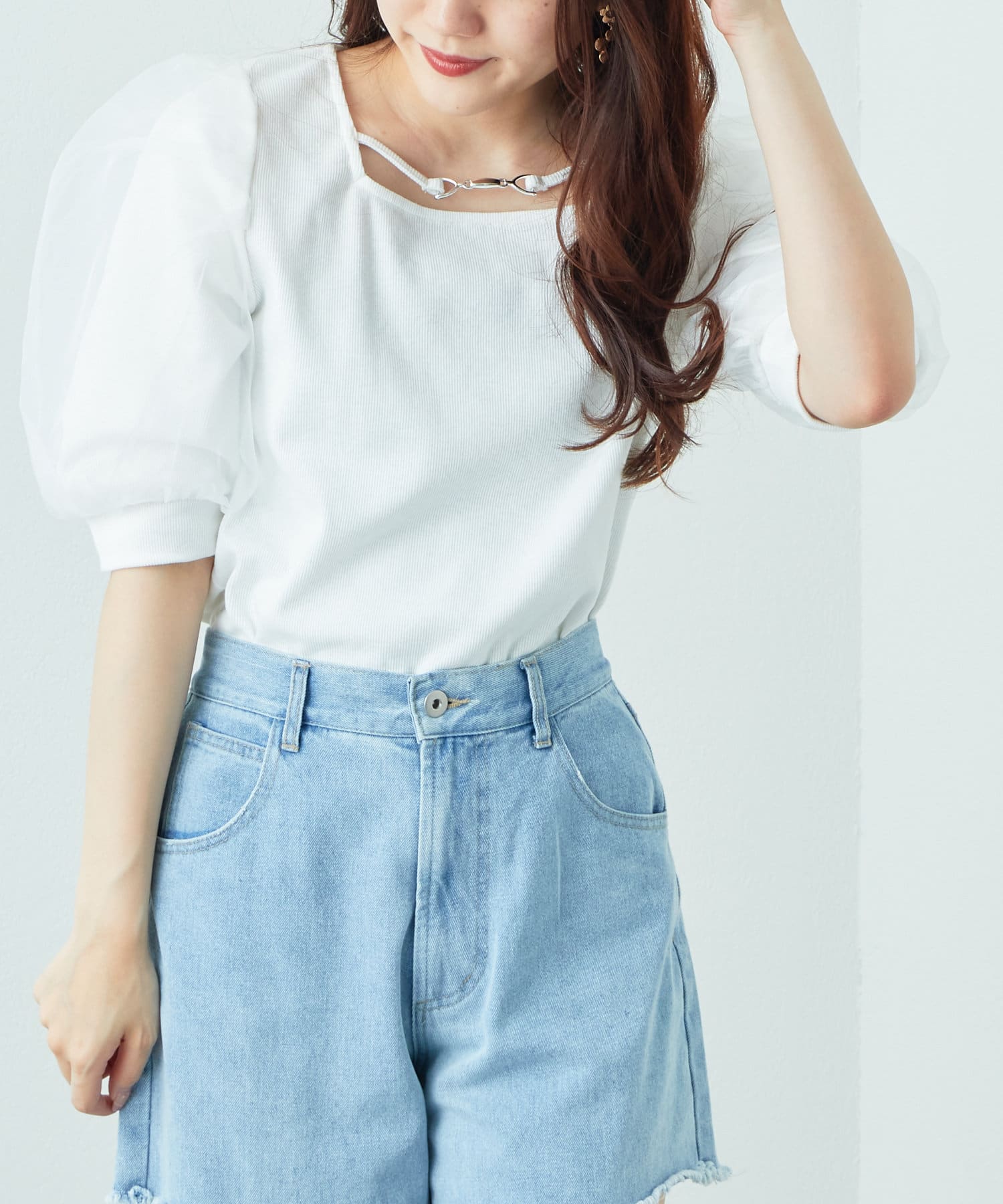 テレコ袖オーガンネックラインプルオーバー | OLIVE des OLIVE OUTLET 