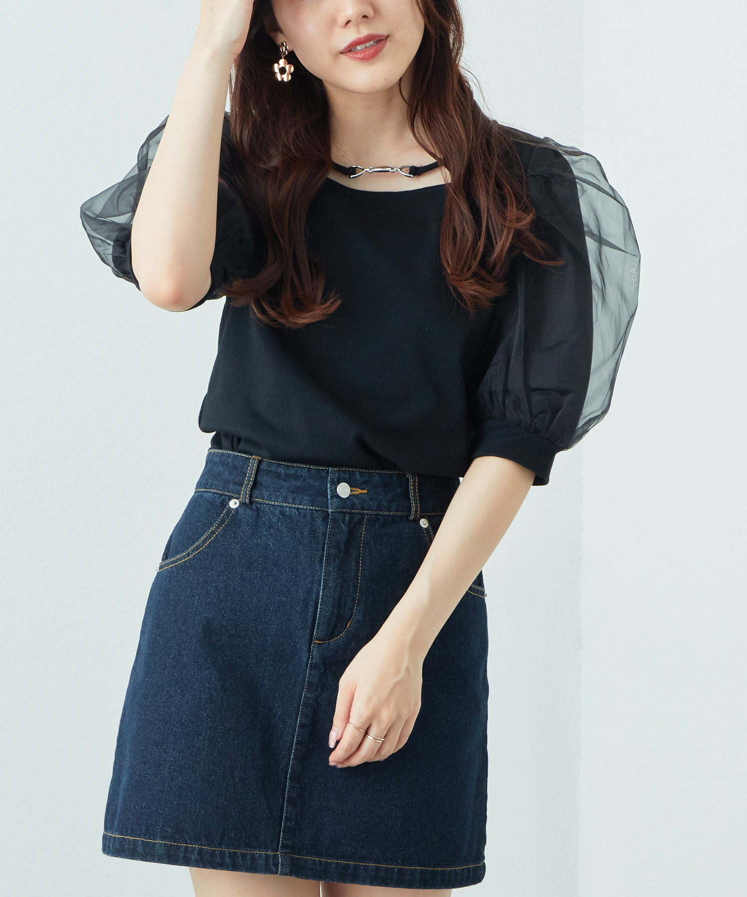テレコ袖オーガンネックラインプルオーバー | OLIVE des OLIVE OUTLET 