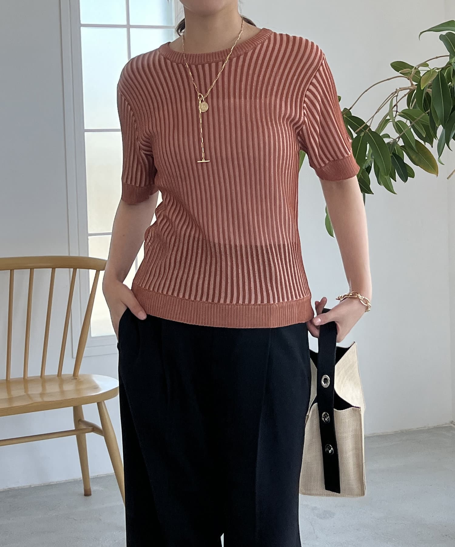 un dix cors(アンディコール) バイカラーストライプニット