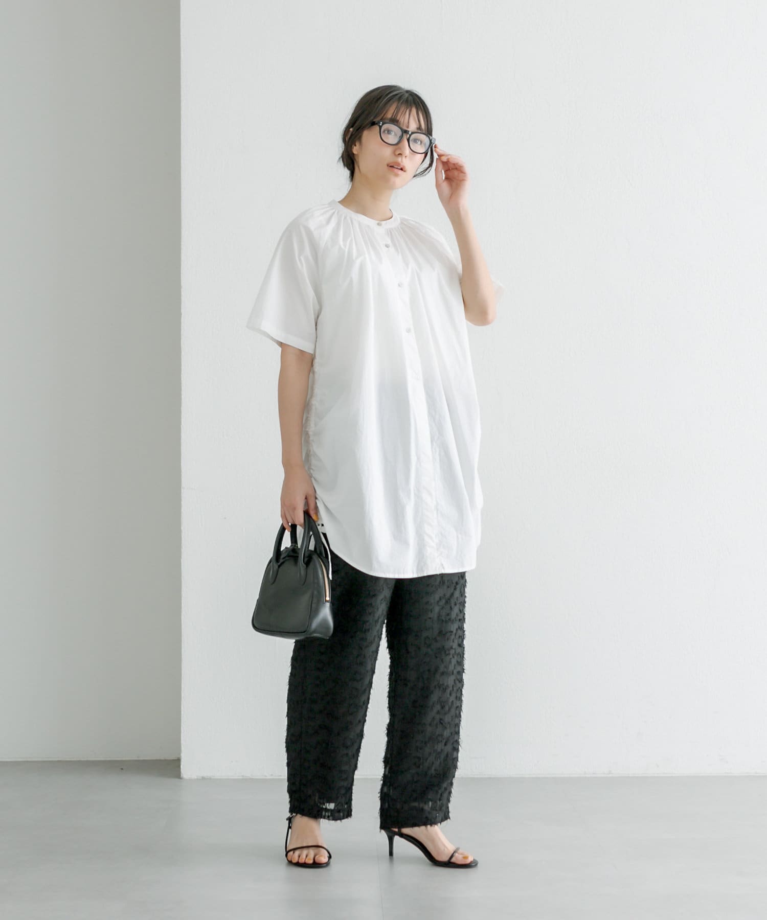 PUAL CE CIN（ピュアルセシン）の「【Du noir】綿麻ワイドパンツ