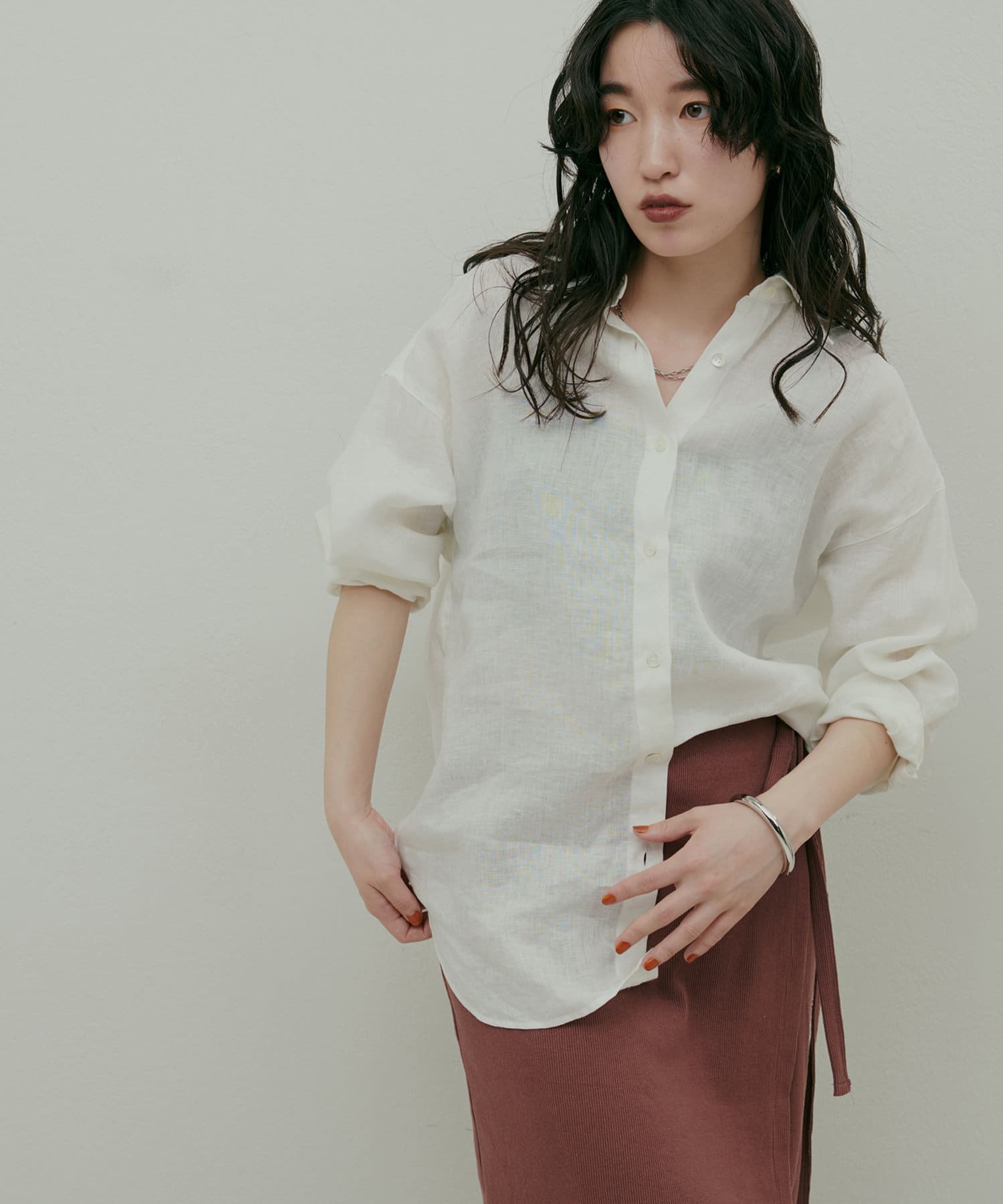 natural couture(ナチュラルクチュール) 【LARUTA】リネンカラーカシュクールシャツ