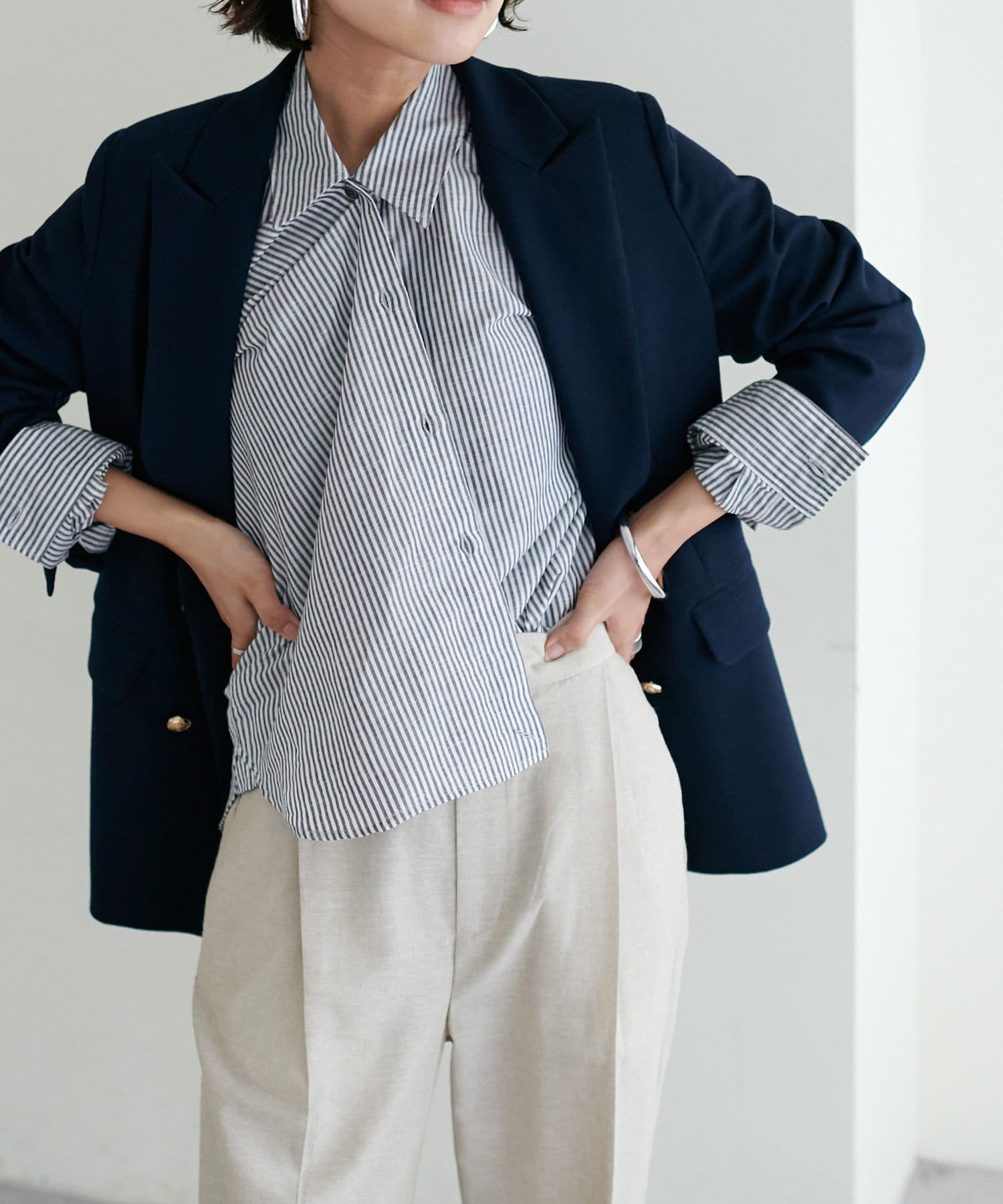 natural couture(ナチュラルクチュール) 【LARUTA】リネンカラーカシュクールシャツ