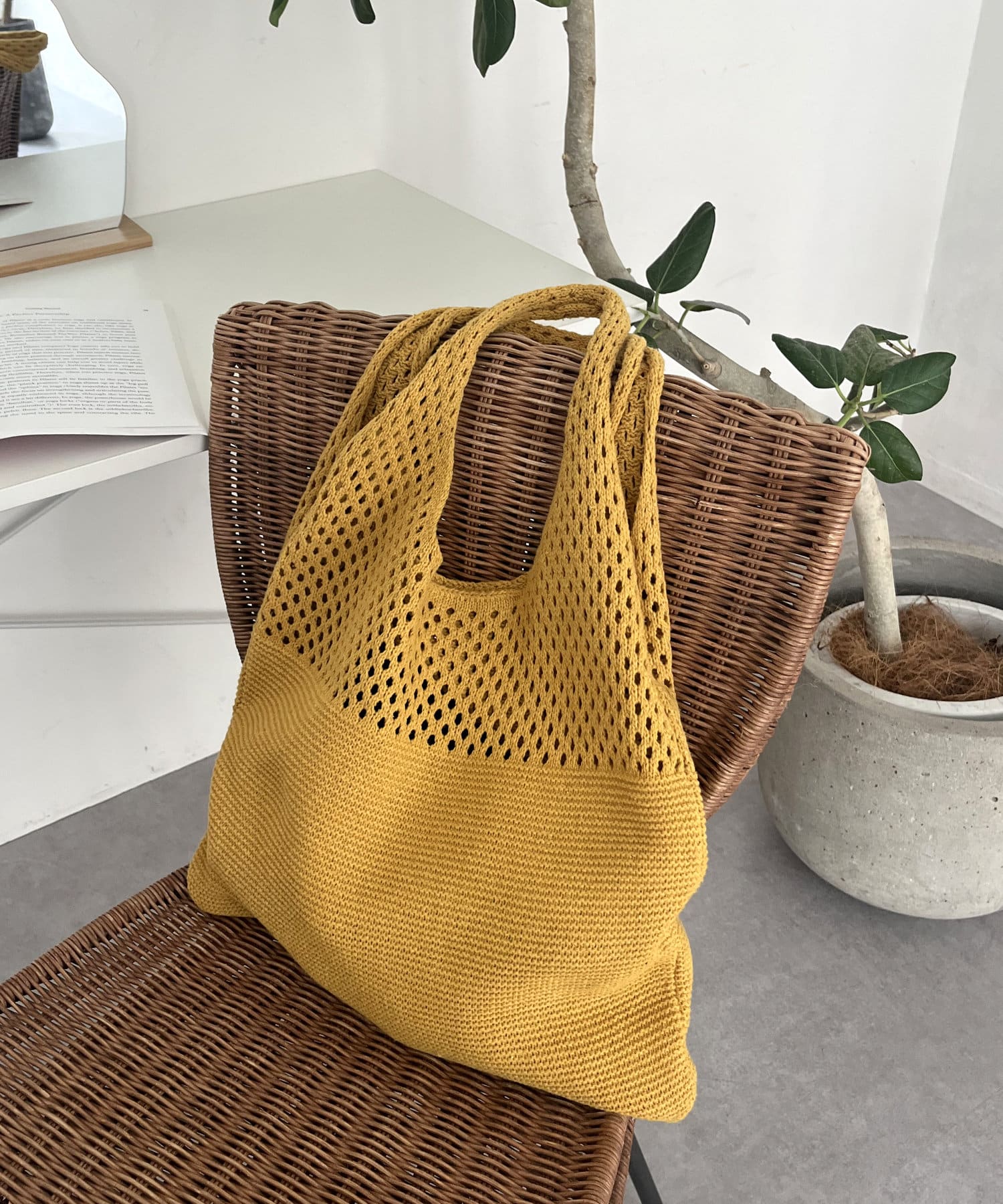 prose verse(プロズヴェール) メッシュ切替ニットマルシェバッグ