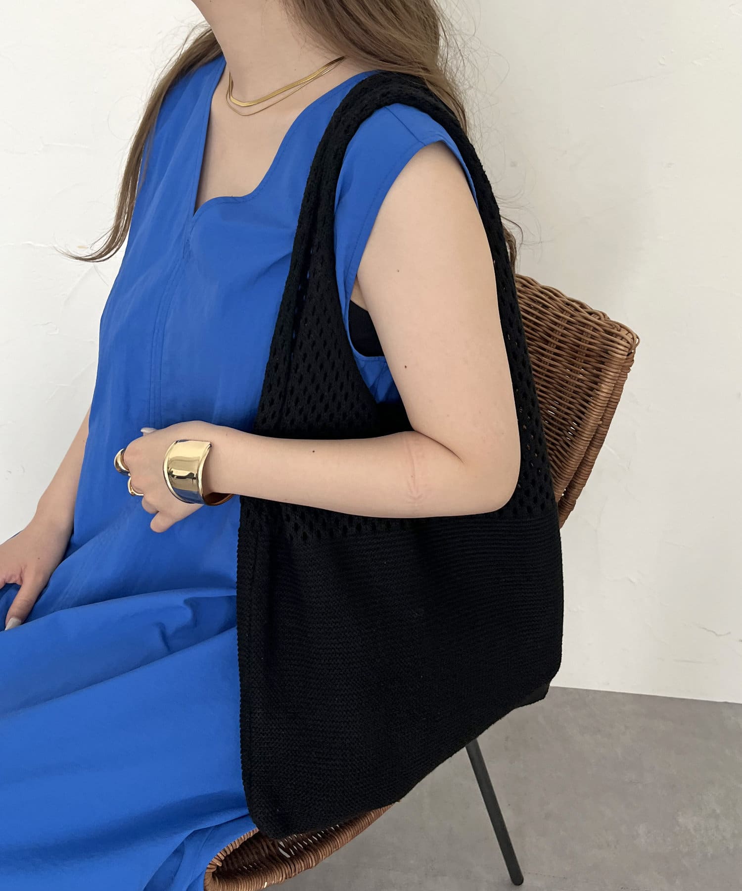 prose verse(プロズヴェール) メッシュ切替ニットマルシェバッグ