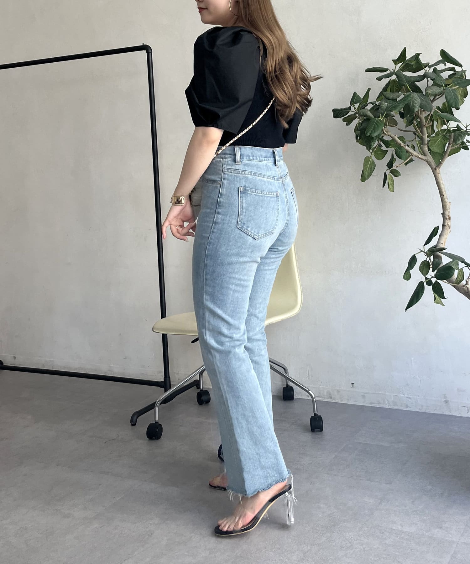 prose verse(プロズヴェール) ボリューム袖ニット切替トップス