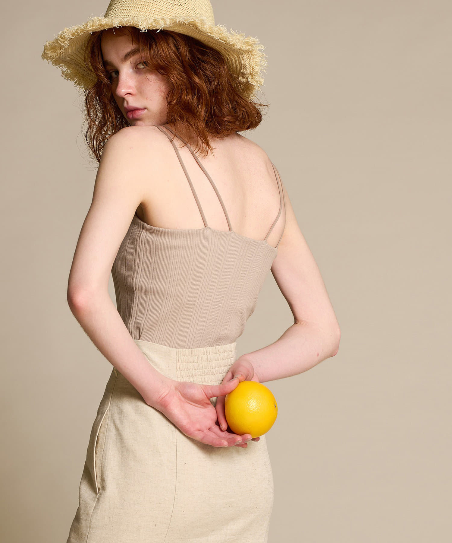 natural couture(ナチュラルクチュール) 【LARUTA】カップ付きランダムテレコキャミソール