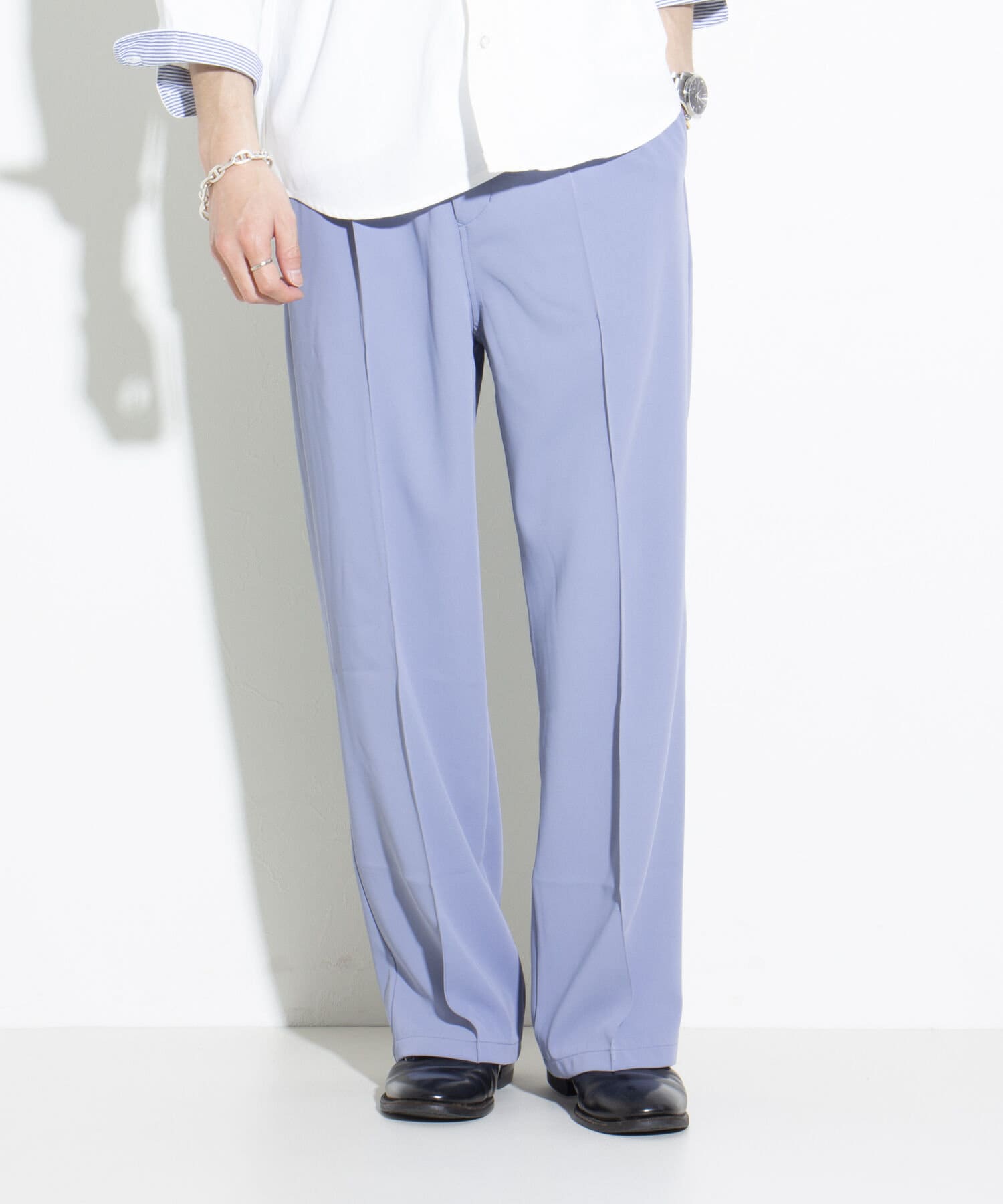 GLOSTER】ドレープスラックス イージーパンツ センタープレス クリース