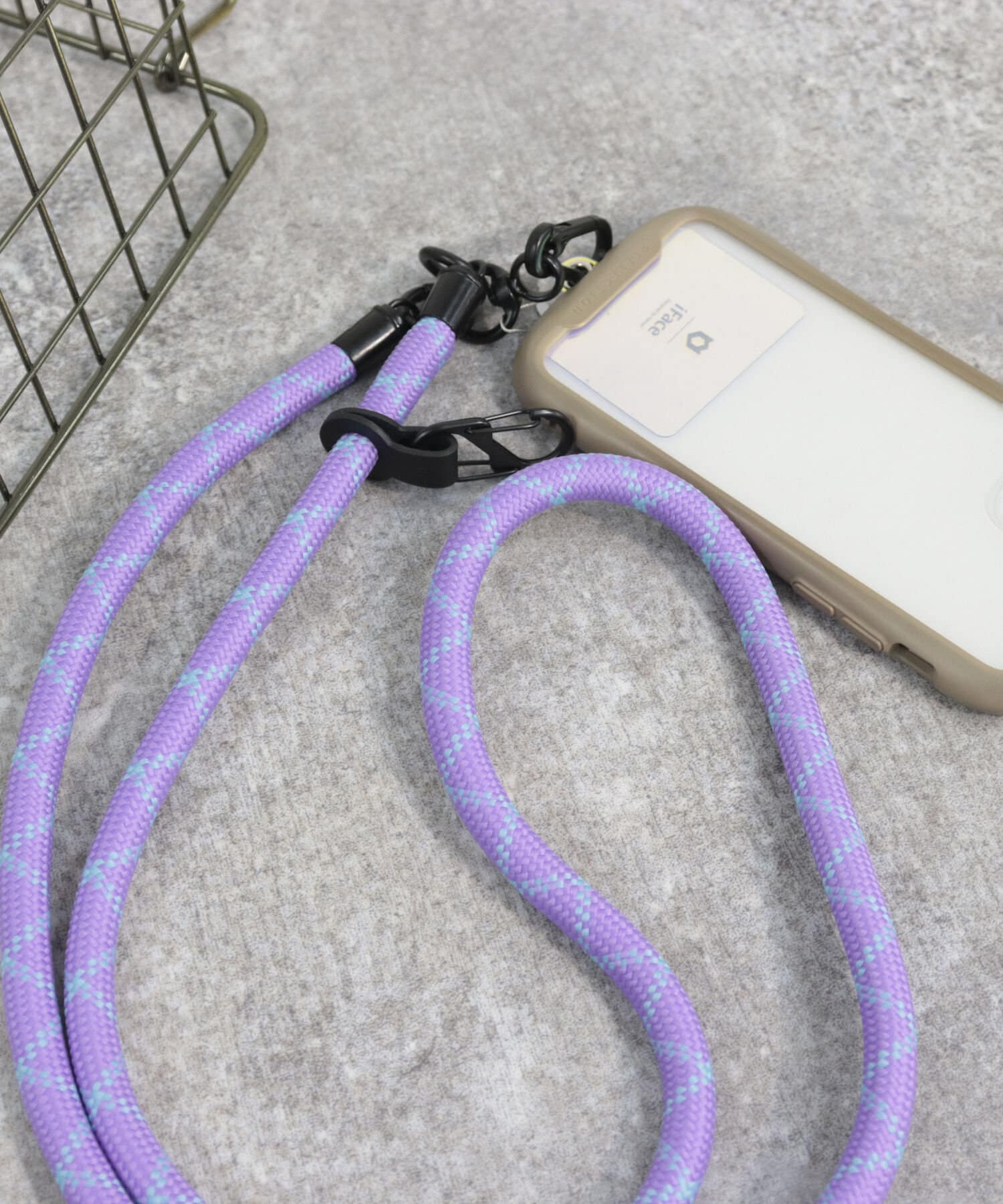 iPhone Pocket パープル S ショート スマホショルダーストラップ