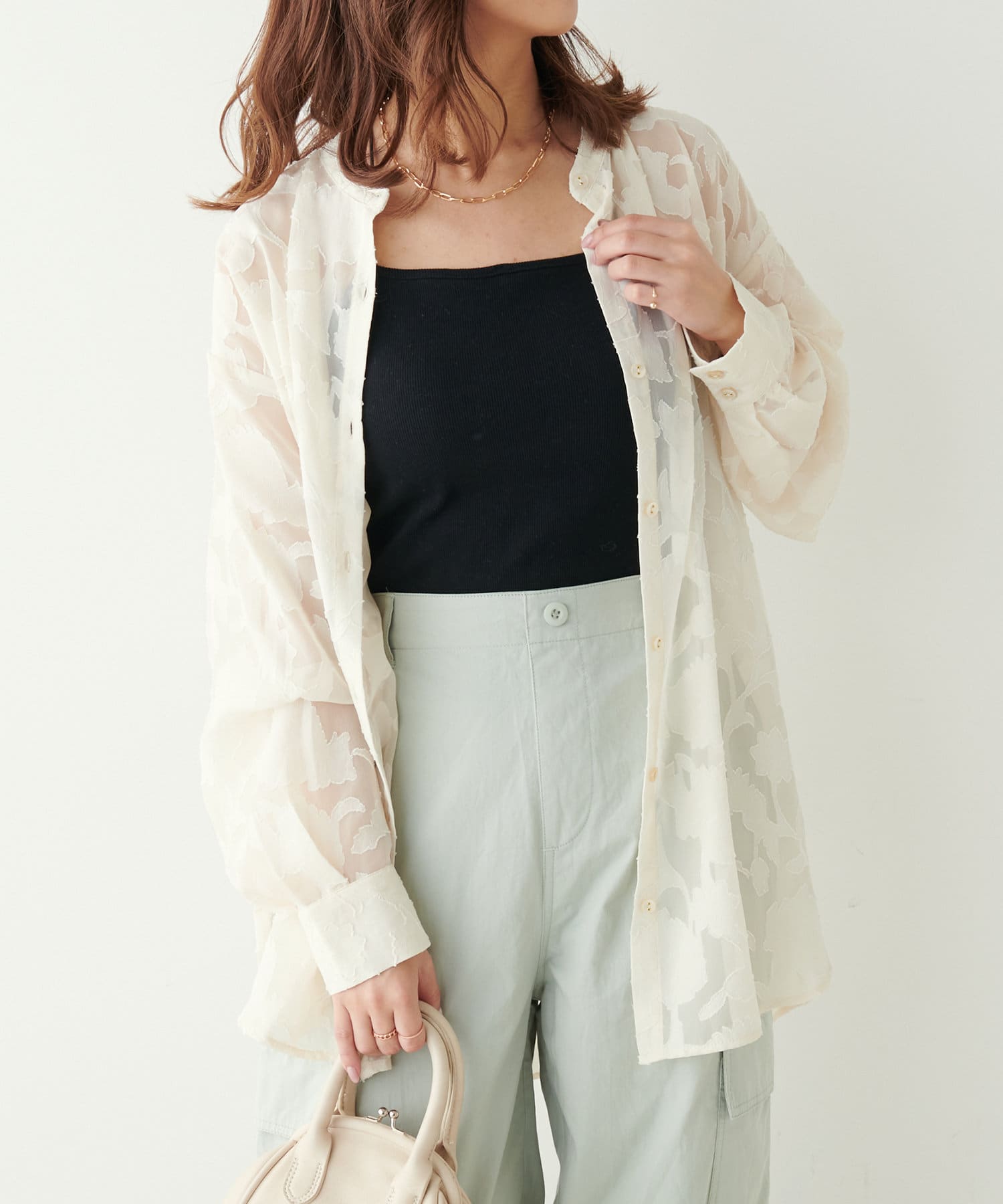 追加生産】【大人スタイルに】ジャガードシアーシャツ | NICE CLAUP