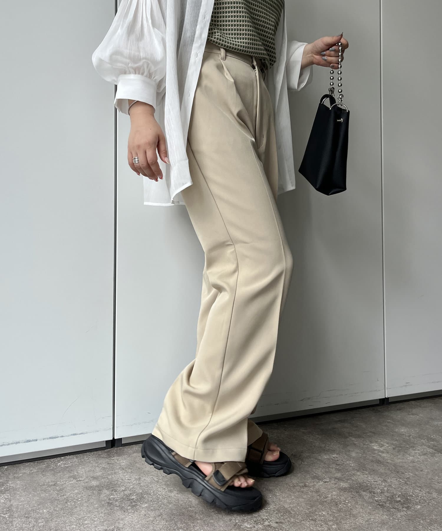 Drawer カラーパンツ ライム 34 タック入り オシャレ ビタミンカラー CH OCフランネルセンタータックパンツ - 【シサム工房 公式