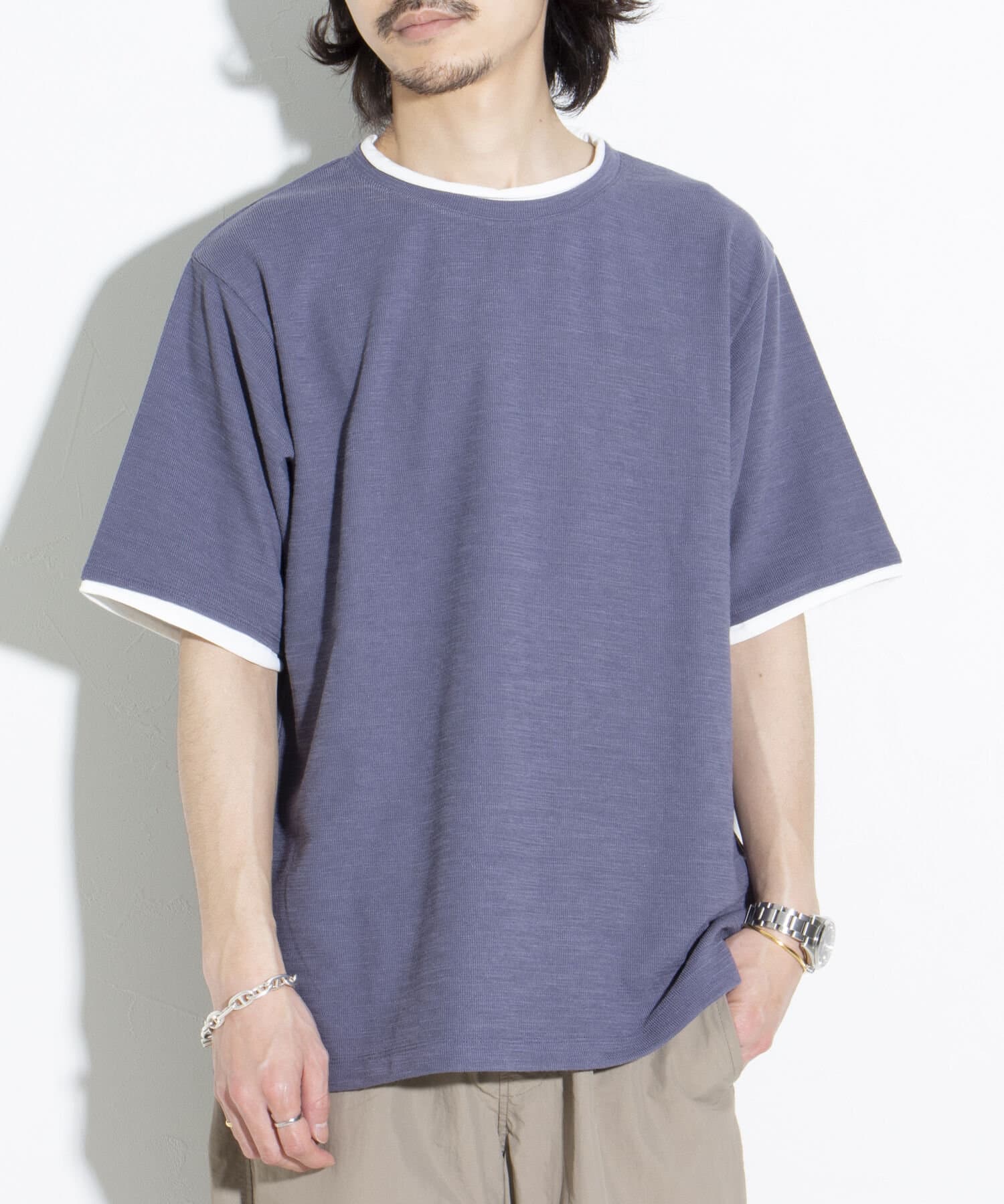 FREDY & GLOSTER(フレディ アンド グロスター) 【GLOSTER】スラブサーマル フェイクレイヤードプルオーバー半袖Tシャツ