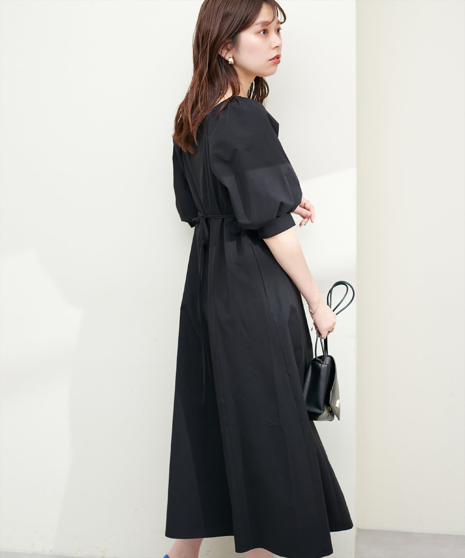 natural couture(ナチュラルクチュール) ボリュームスリーブAラインワンピース