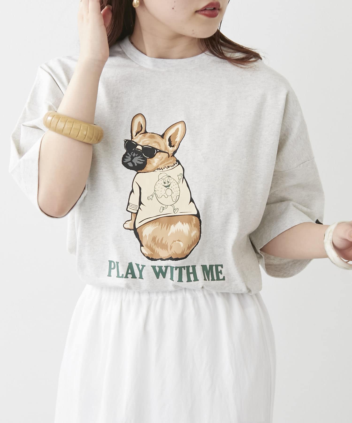 NICE CLAUP OUTLET(ナイスクラップ アウトレット) 【NUNIFE】ＤＯＧプリントTシャツ