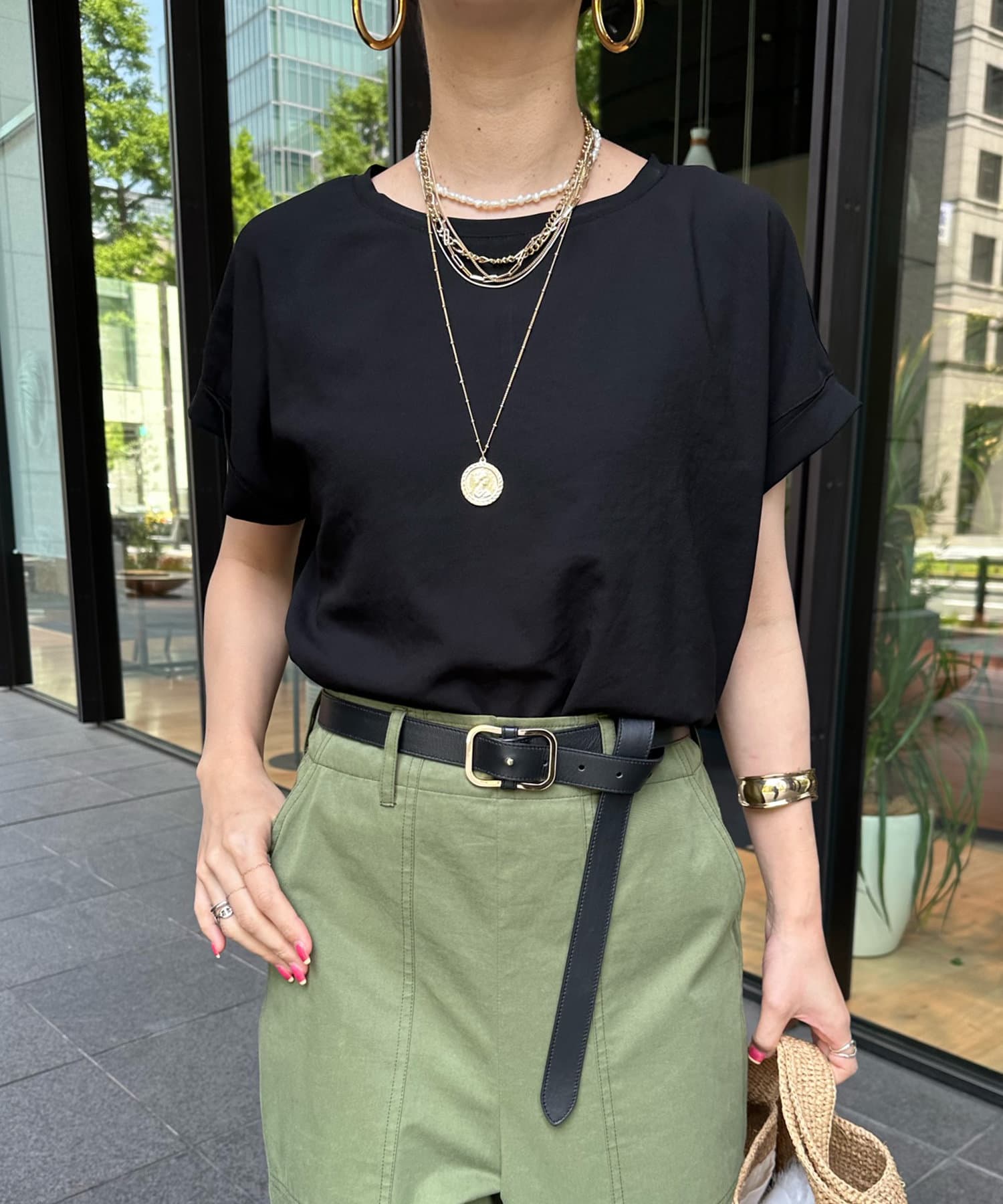 DOUDOU(ドゥドゥ) 【WEB限定】ストレッチシフォンブラウス