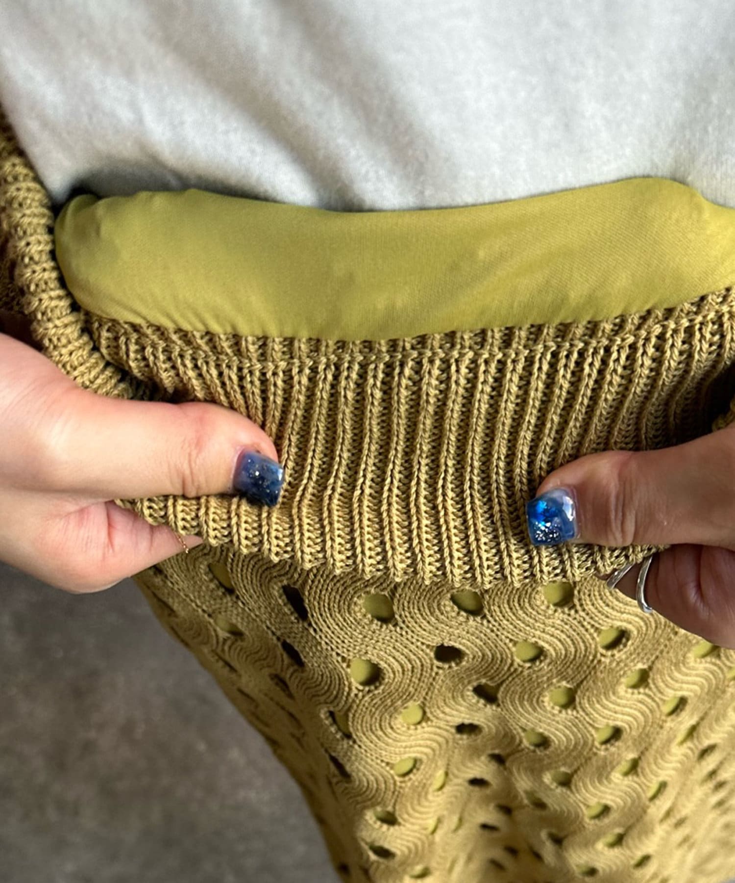 DOUDOU(ドゥドゥ) 【WEB限定】ウェーブメッシュ編みセットアップ