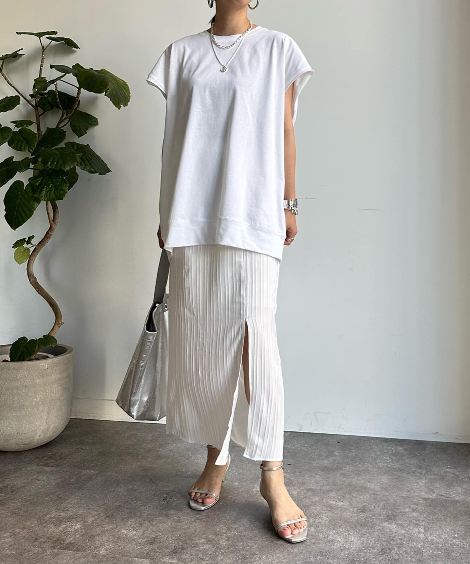 DOUDOU(ドゥドゥ) 【WEB限定】シワ加工タイトスカート＋ビッグTセット