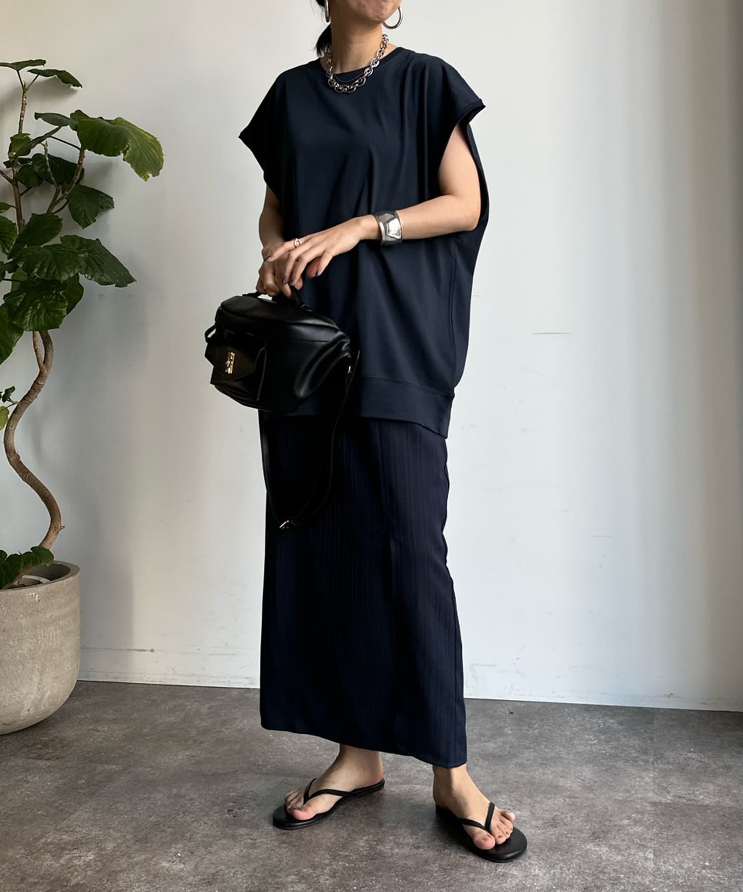 DOUDOU(ドゥドゥ) 【WEB限定】シワ加工タイトスカート＋ビッグTセット