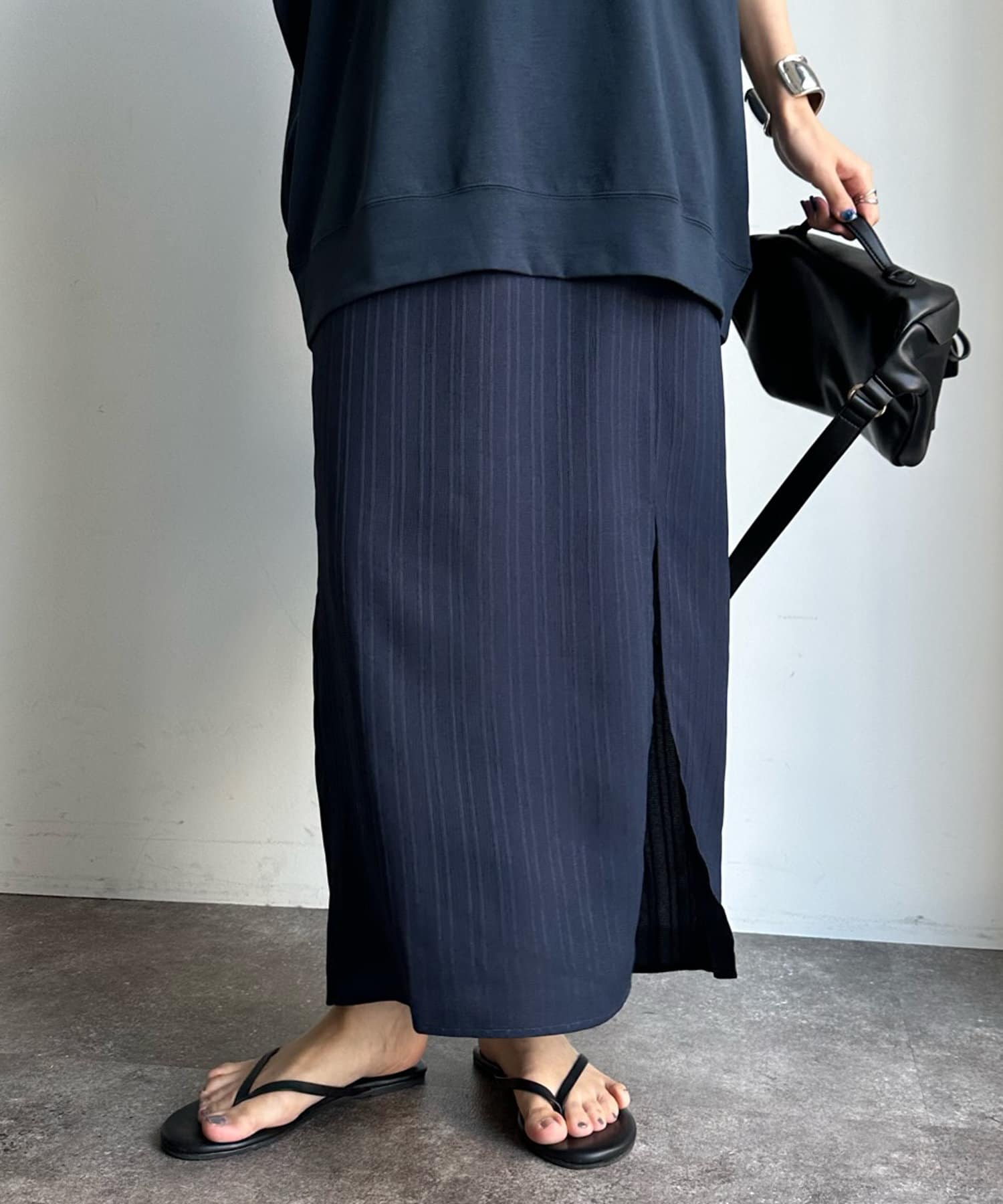 DOUDOU(ドゥドゥ) 【WEB限定】シワ加工タイトスカート＋ビッグTセット