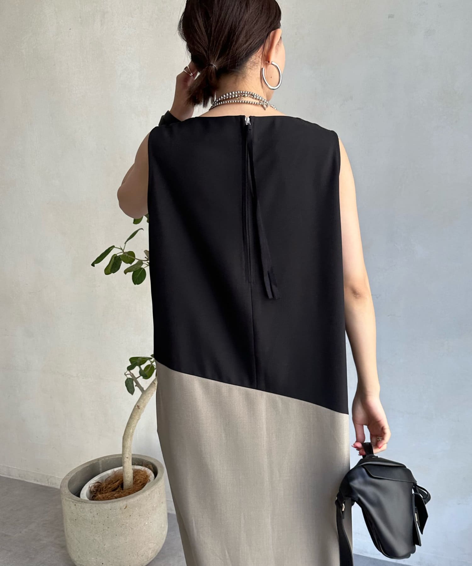 DOUDOU(ドゥドゥ) 【WEB限定】バイカラーワンピース