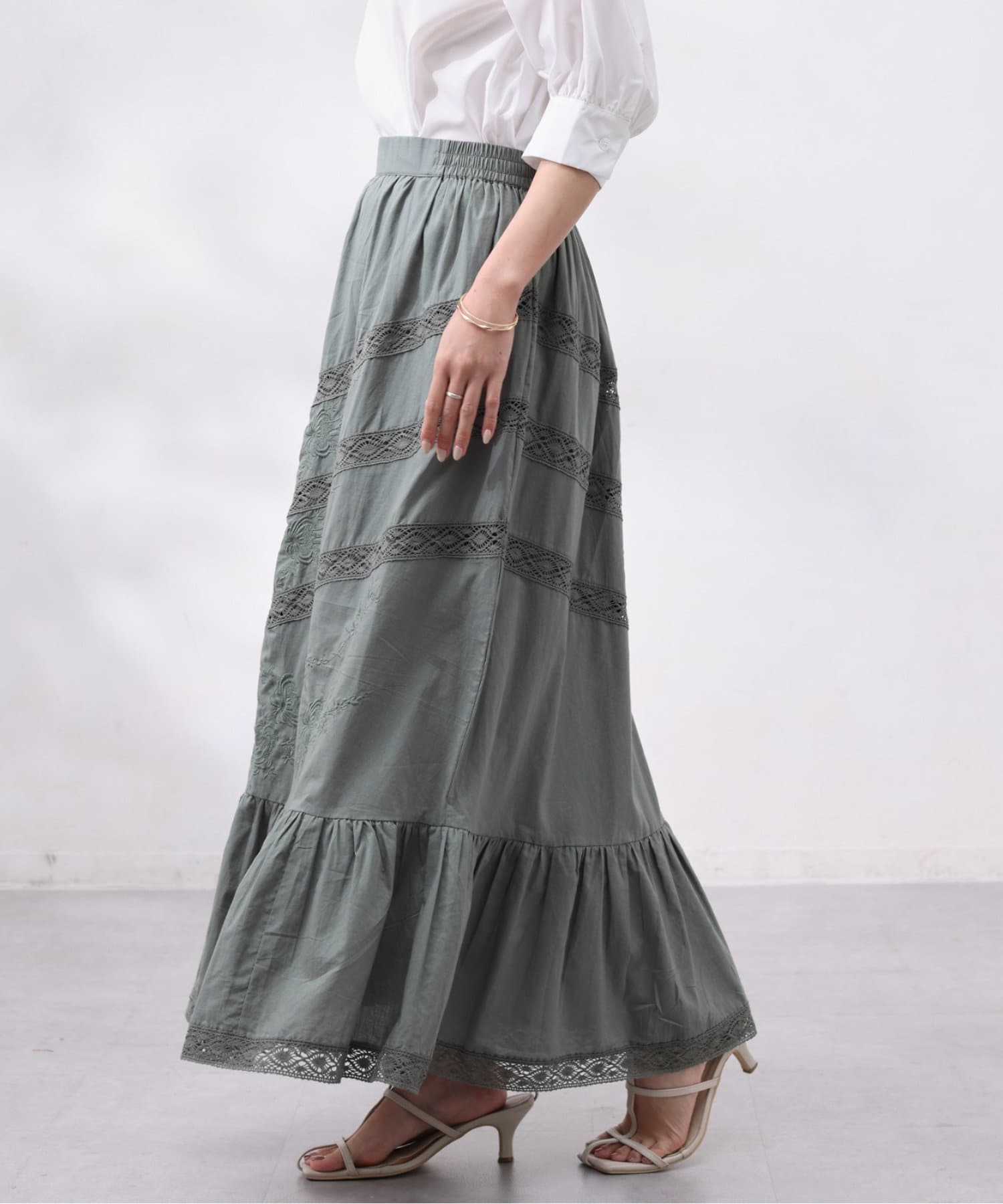 Chez toi(シェトワ) コットン刺繍×レーススカート