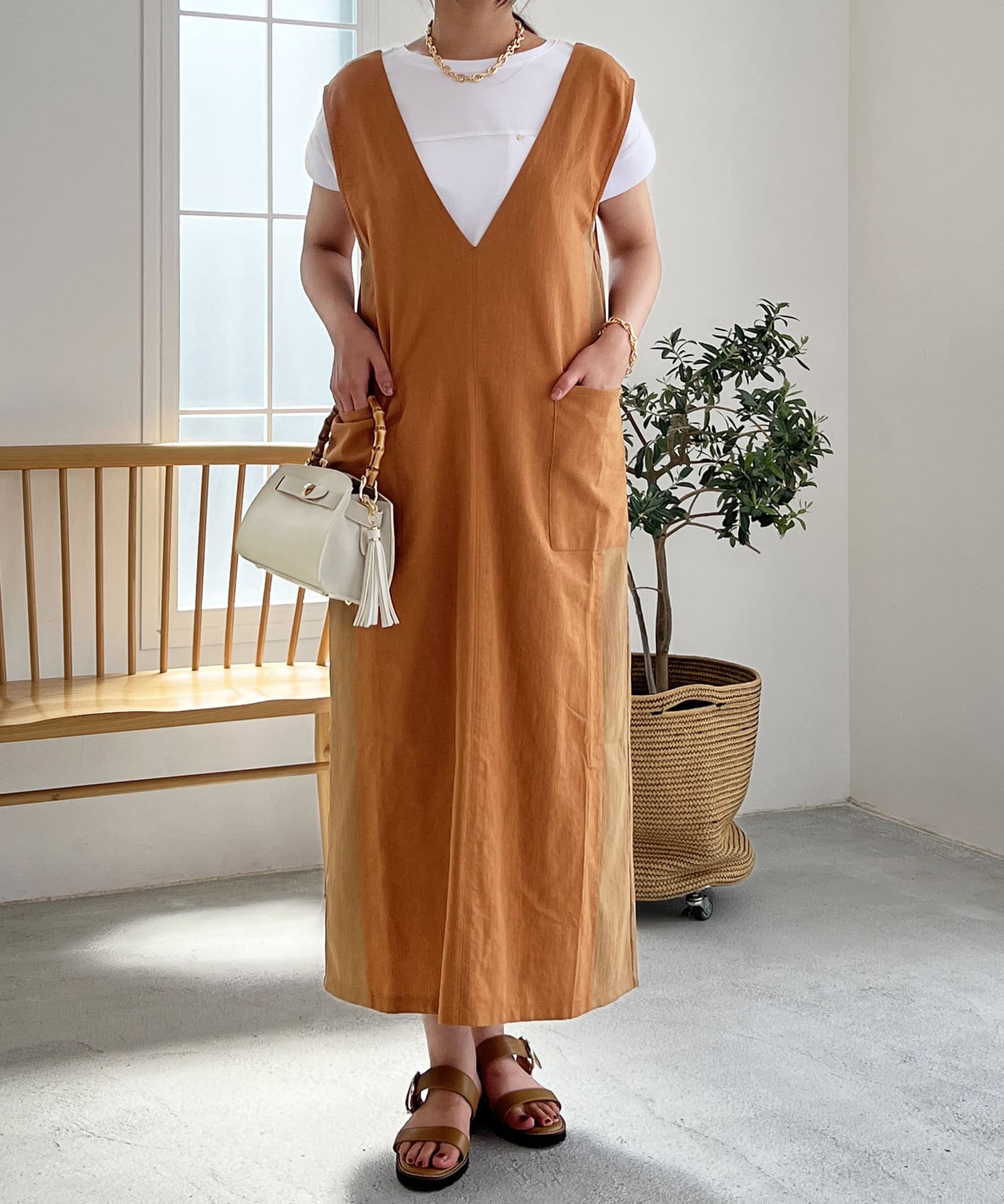 un dix cors(アンディコール) 織柄リブ切替ジャンスカ