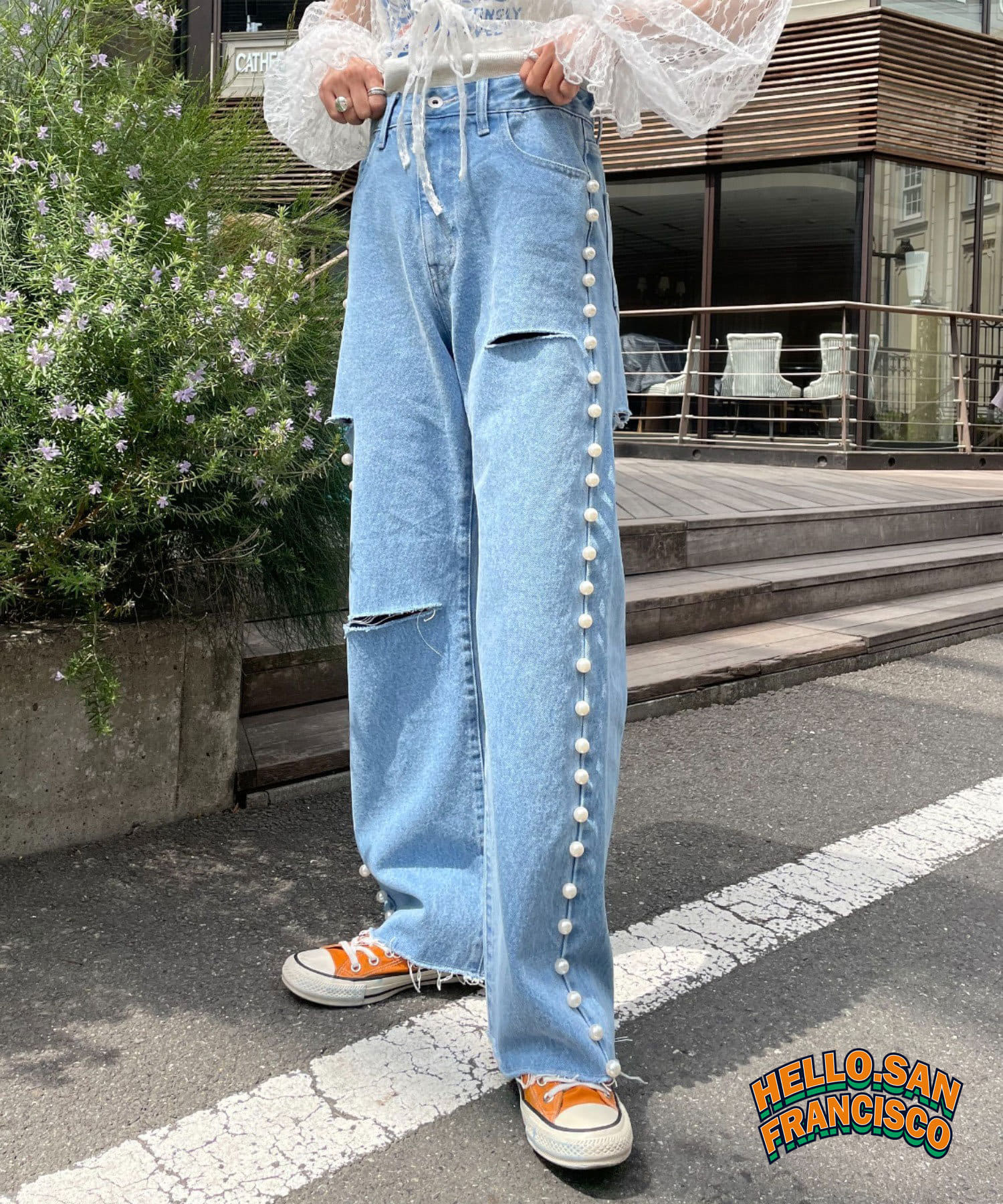 ☆EDENMADE☆Diss blue jeans ダメージデニムパンツ