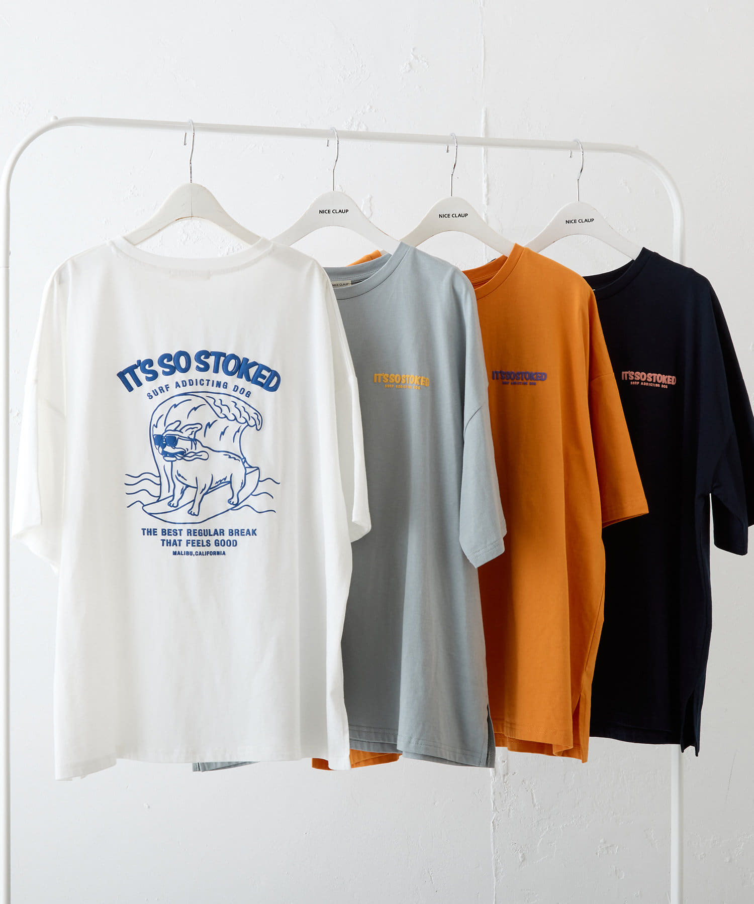 NICE CLAUP / OLIVE des OLIVE OUTLET(ナイスクラップ  / オリーブ デ オリーブ アウトレット) サーファーDOG発砲プリントTシャツ