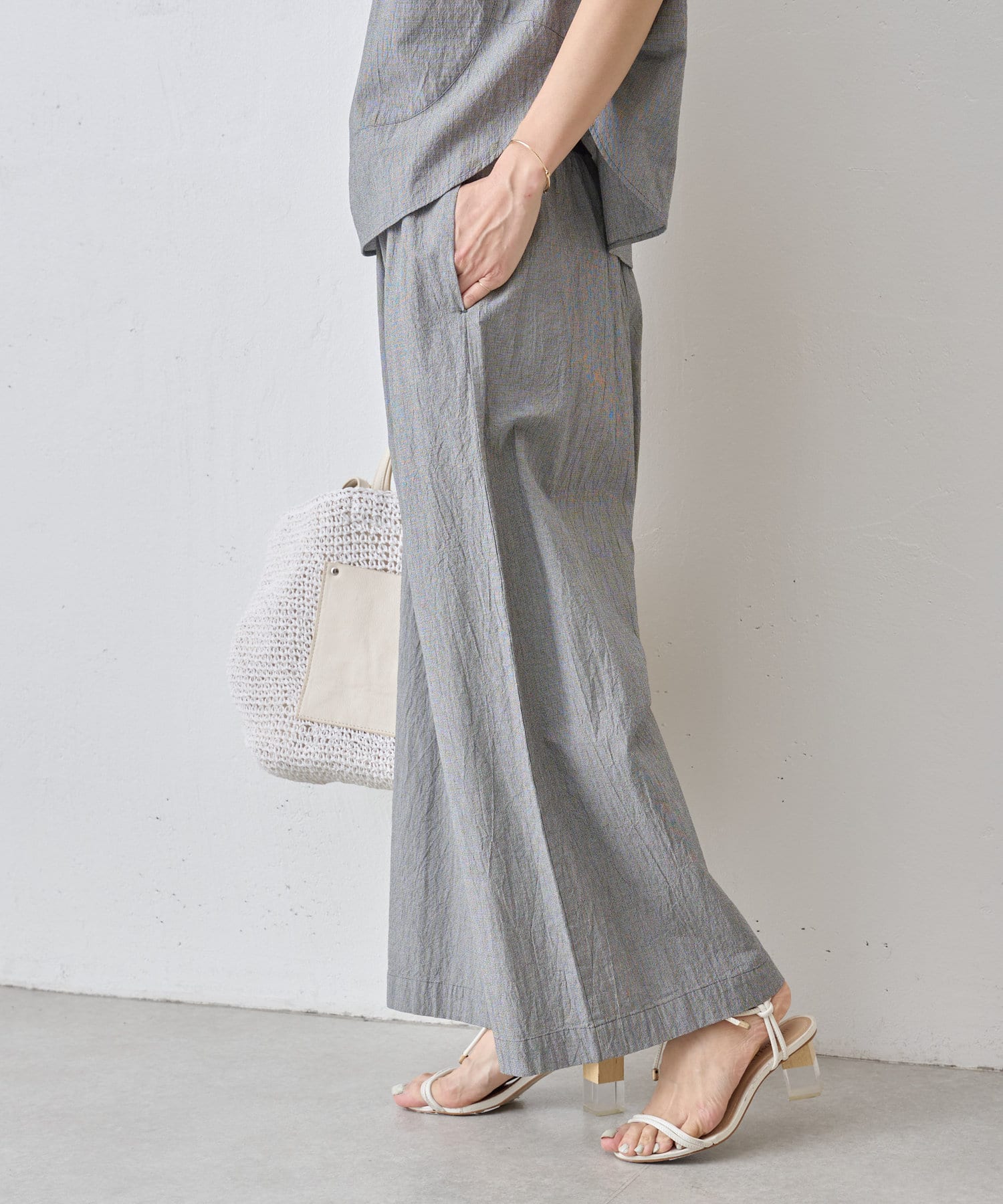 2サイズ展開》ウエストリブ綿ワッシャーパンツ BEARDSLEY(ビアズリー)レディース PAL CLOSET(パルクローゼット)  パルグループ公式ファッション通販サイト