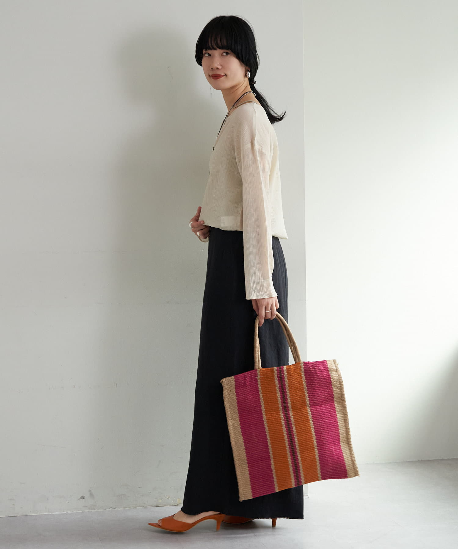 OUTLET(アウトレット) 【SHENERY】リネン混タイトマキシスカート