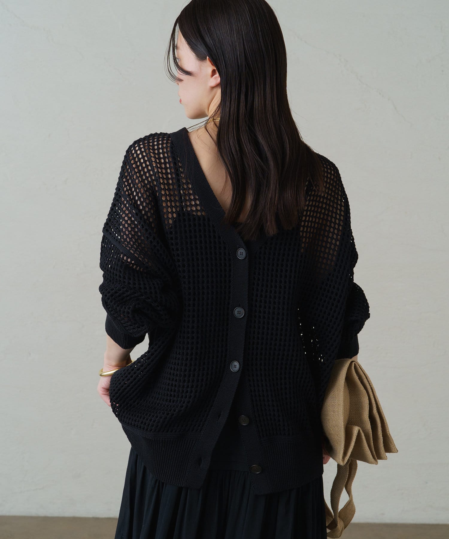 Loungedress】2wayメッシュニット 黒-