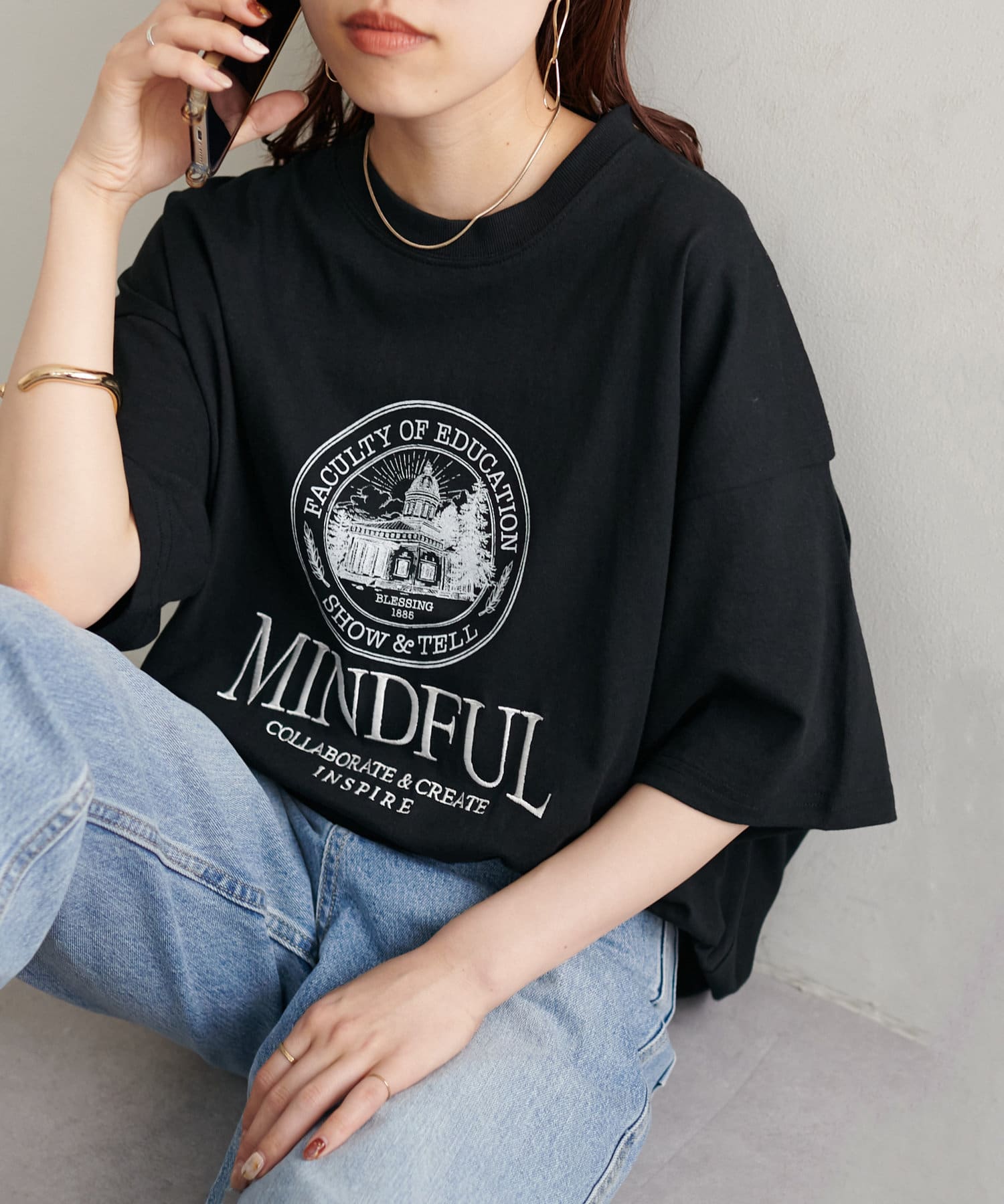 ユニセックス】MINDFUL刺繍ロゴTシャツ | Discoat(ディスコート
