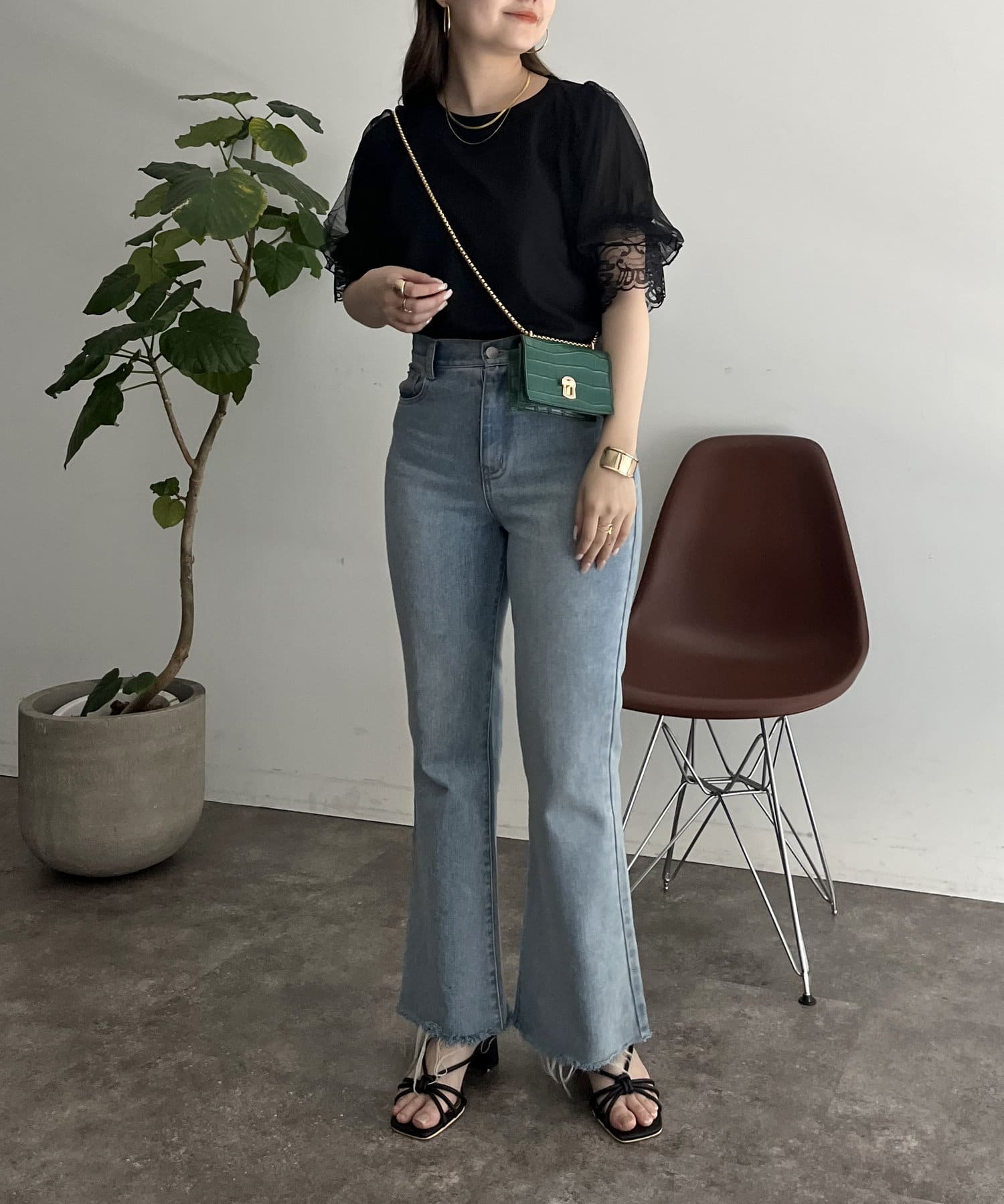 prose verse(プロズヴェール) チュールレースボリューム袖Tシャツ