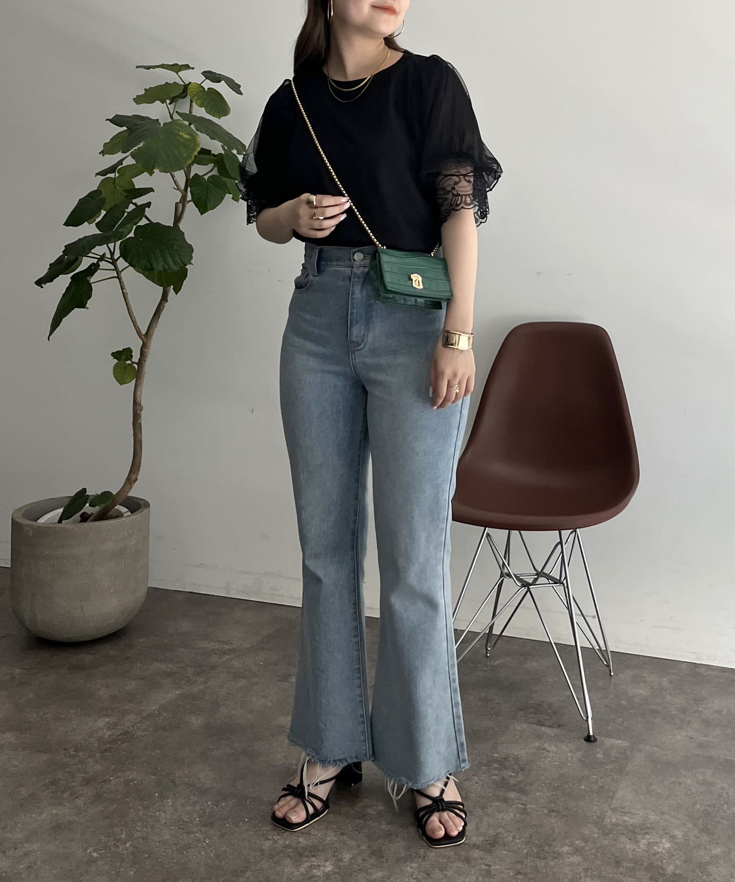 prose verse(プロズヴェール) チュールレースボリューム袖Tシャツ