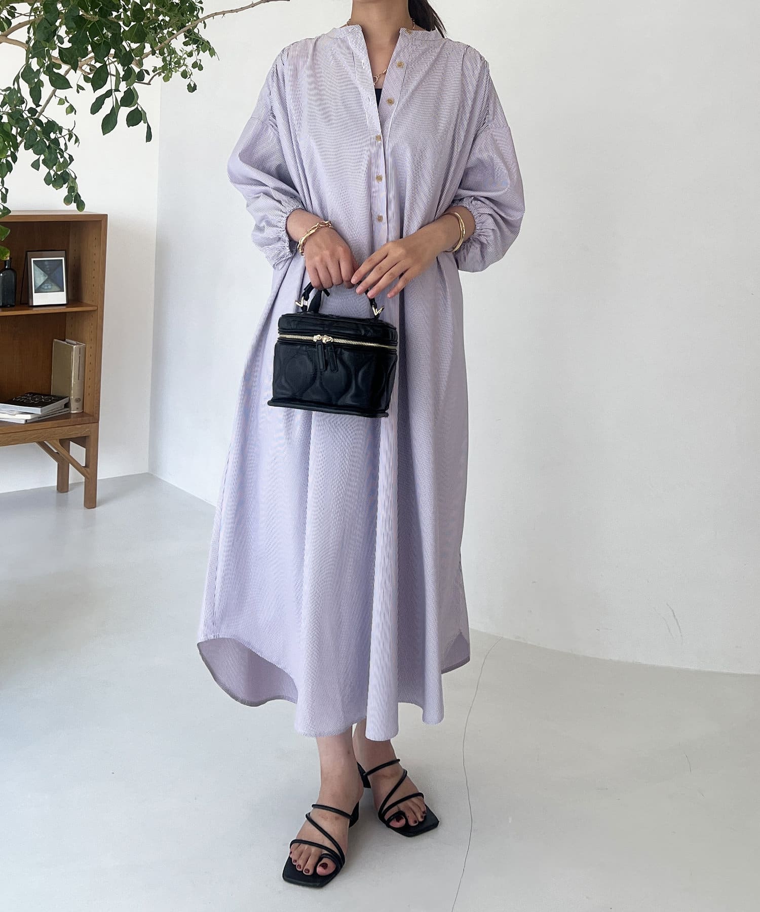 un dix cors(アンディコール) ストライプ袖ボリュームワンピース