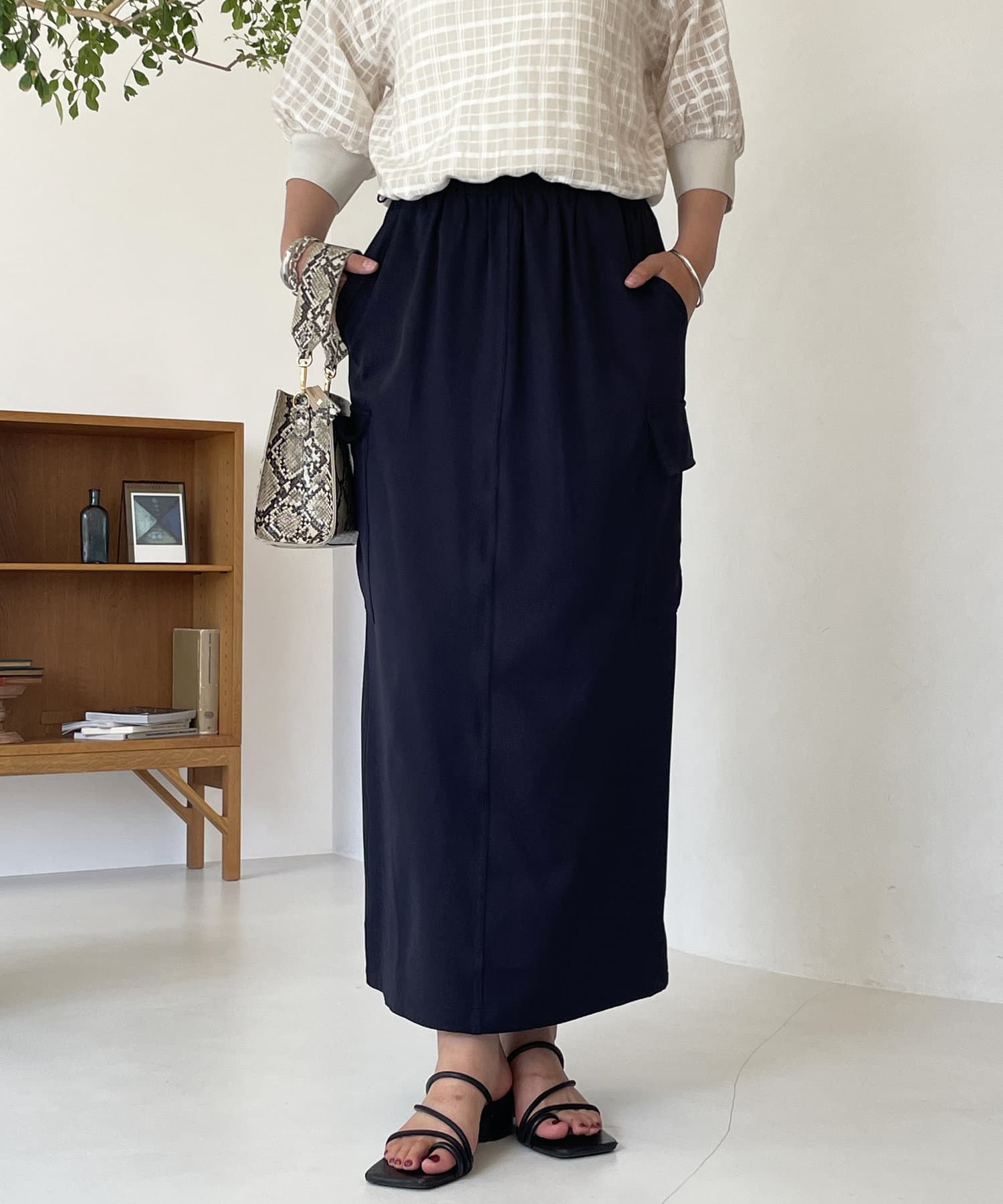 un dix cors(アンディコール) ツイルカーゴロングスカート