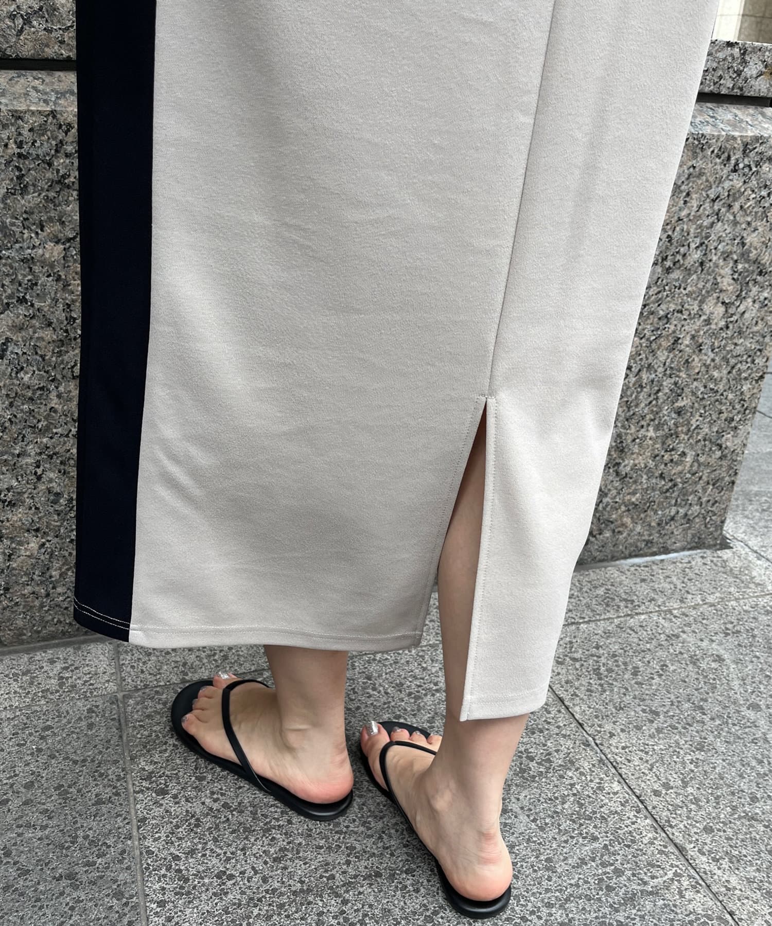 DOUDOU(ドゥドゥ) 【WEB限定】 カットジョーゼットラインワンピース