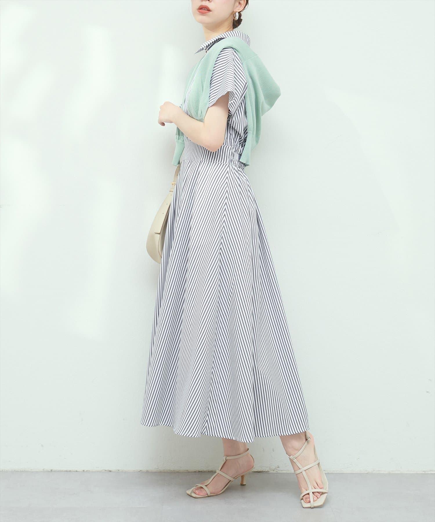 natural couture(ナチュラルクチュール) 涼しげスキッパー衿お上品ワンピース