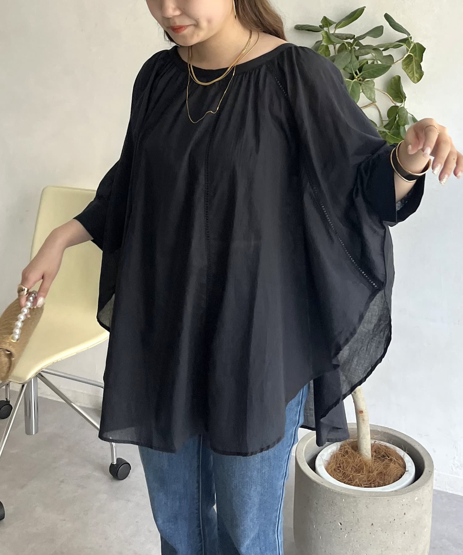 prose verse(プロズヴェール) はしごレースポンチョブラウス