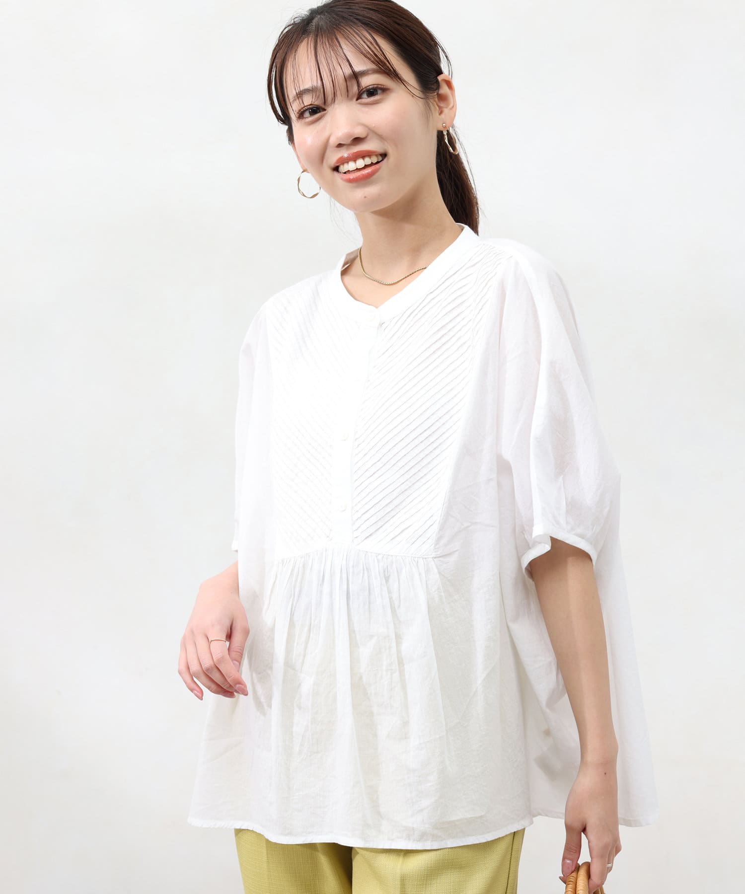 ブラウス シャツ インド綿ピンタックブラウス レディース human woman｜◇インド綿ピンタックブラウス | Rakuten Fashion