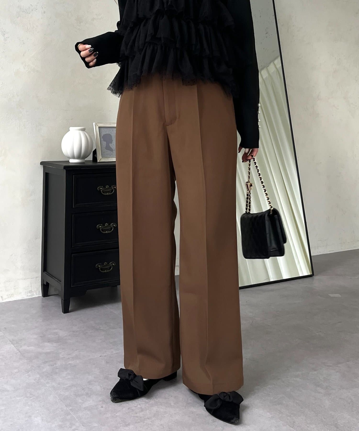 prose verse(プロズヴェール) ハイウエストセンタープレスタックパンツ